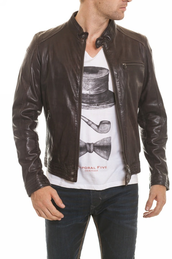 Daytona Leather Jacket for Men Reddish Brown - Image n°2