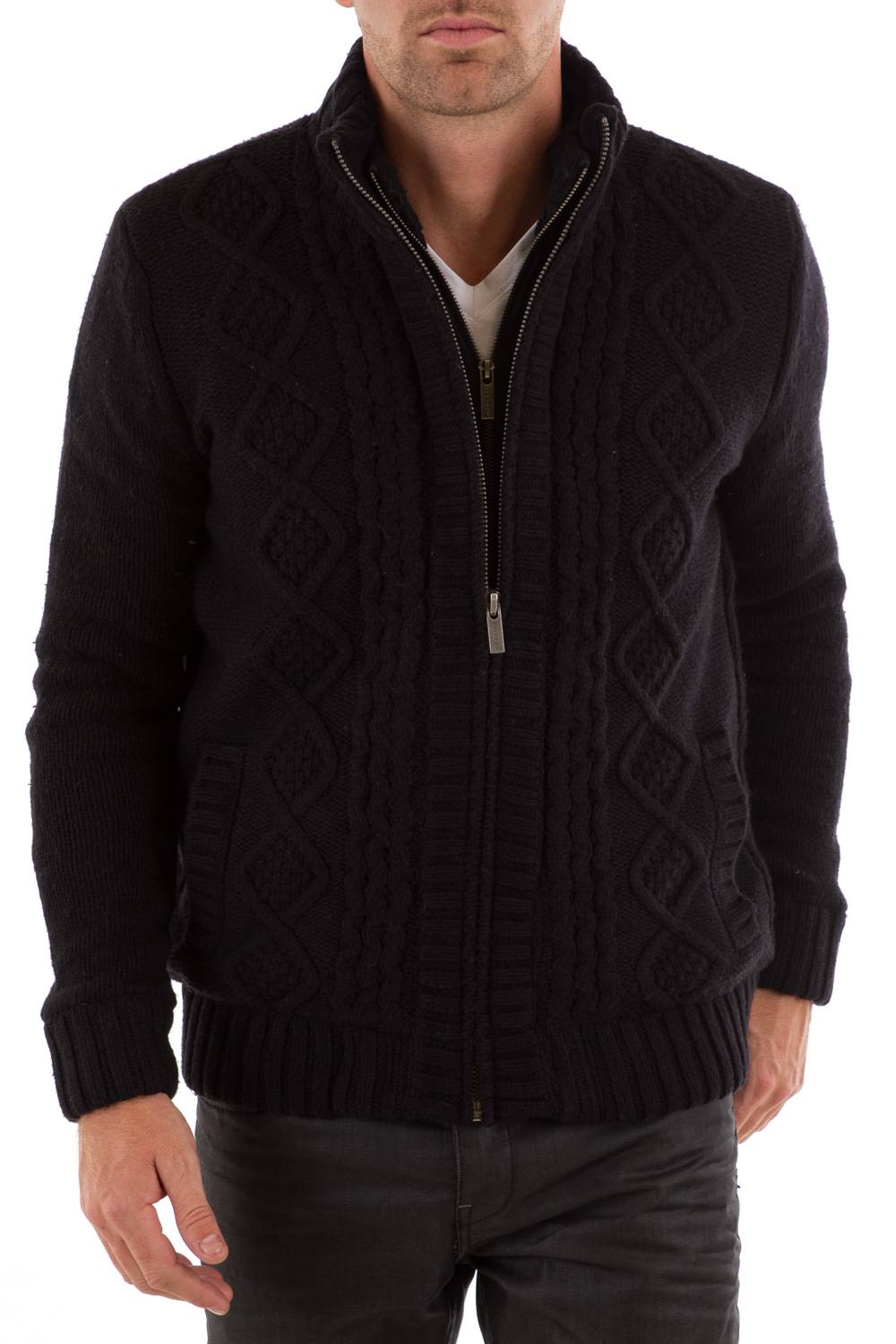 Kaporal Men's Black Cotton Cardigan - Image n°1