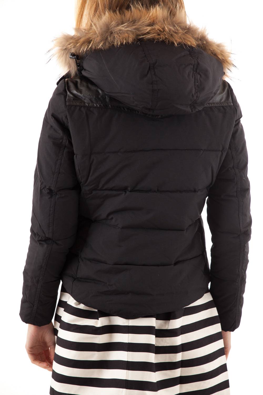 Short Black Redskins Down Jacket for Women in nylon - Image n°5