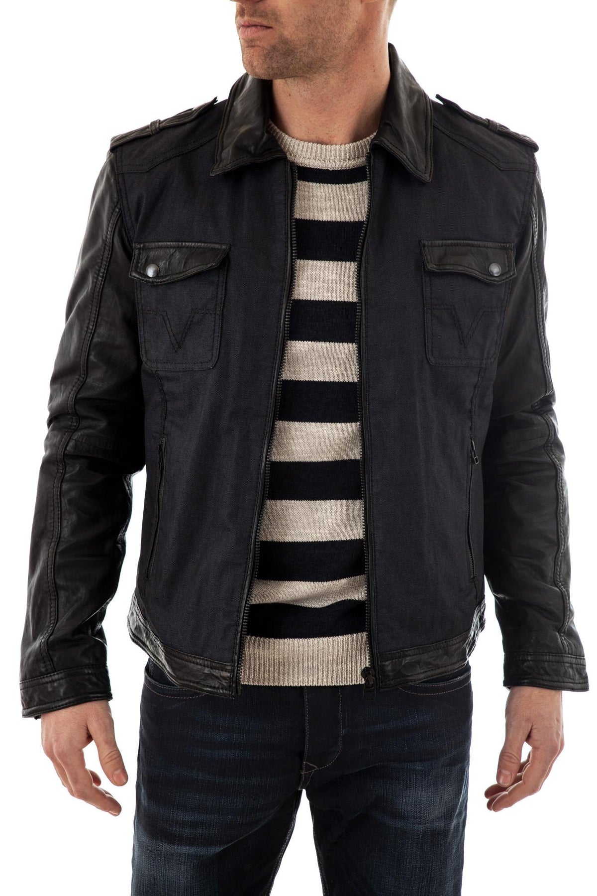 Men's Blue and Black Trapper Jacket for Men - Image n°1