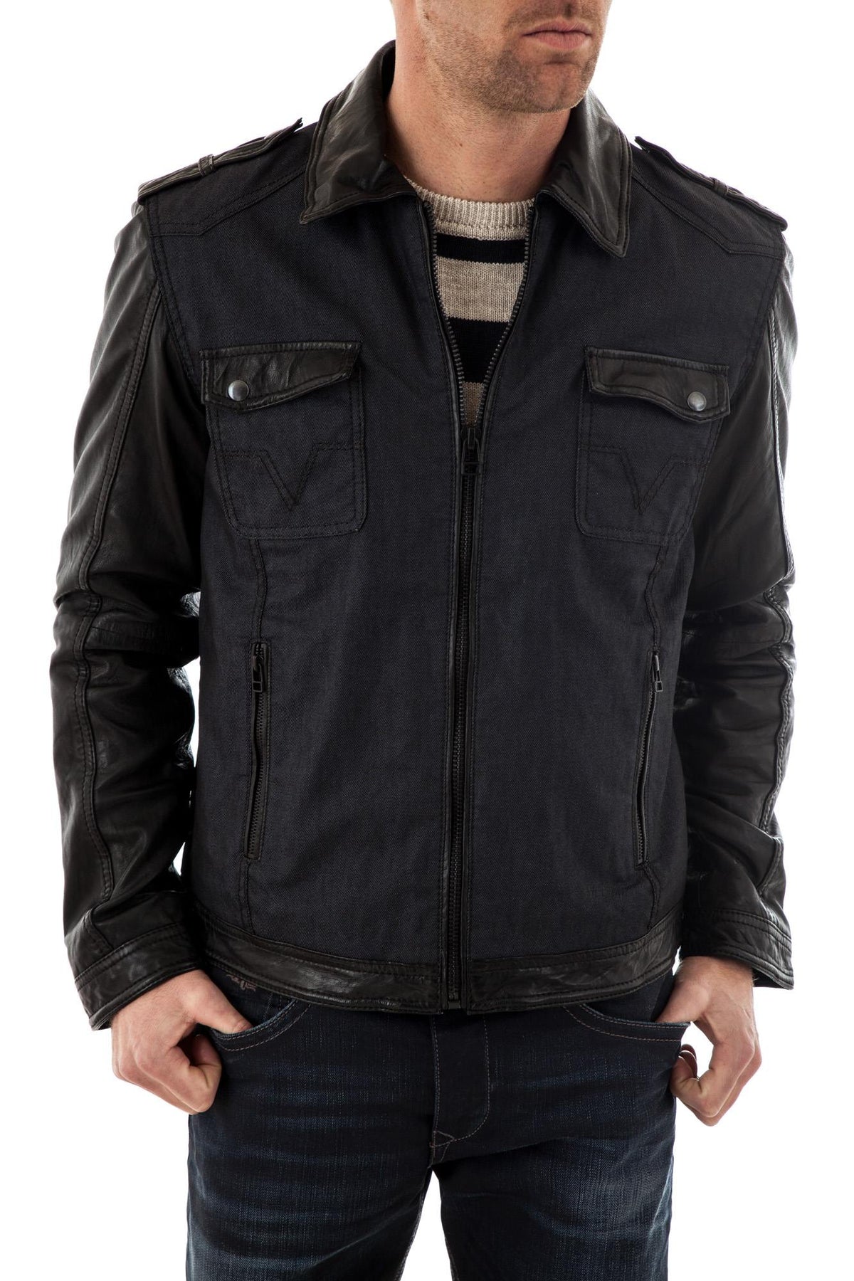 Men's Blue and Black Trapper Jacket for Men - Image n°3