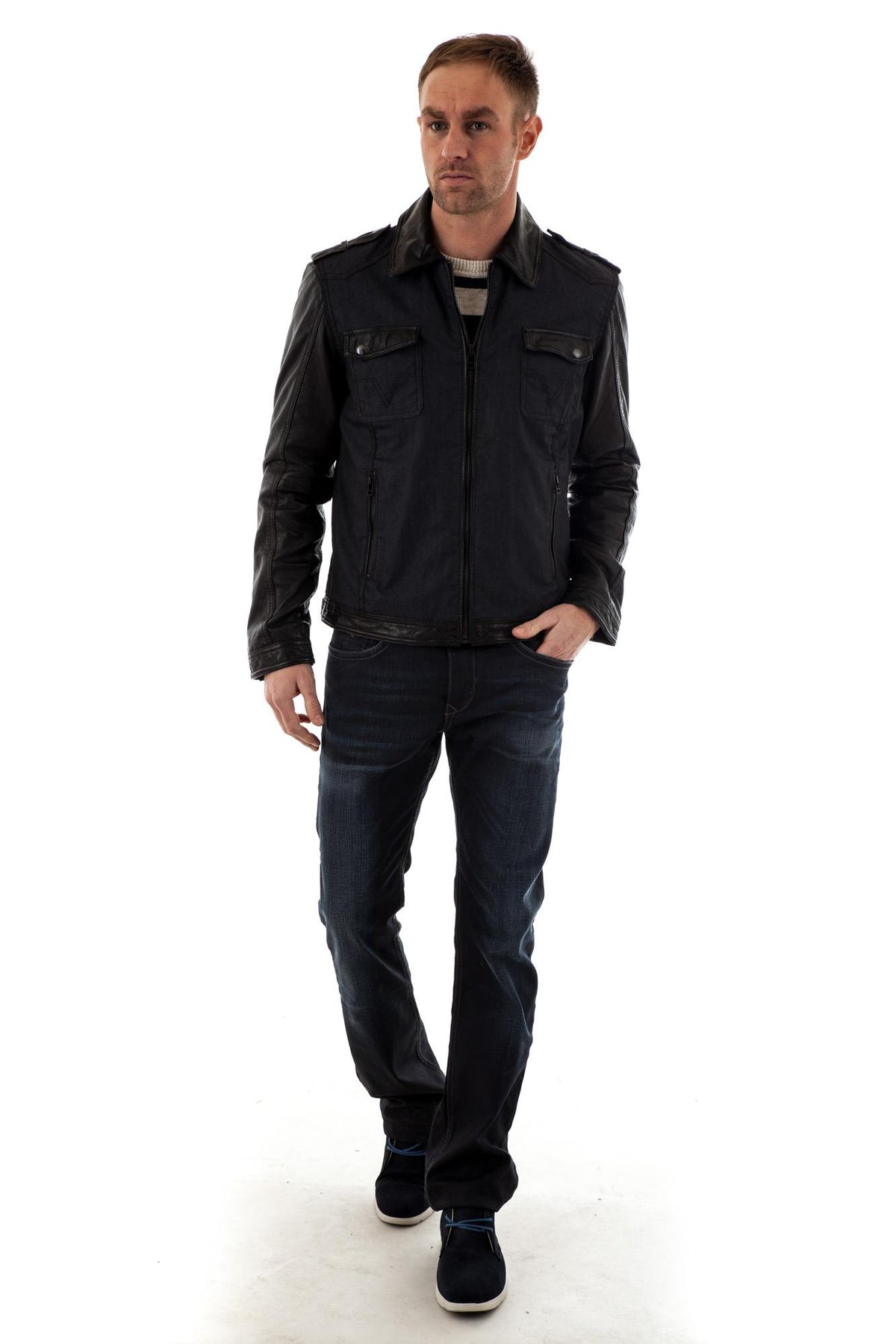 Men's Blue and Black Trapper Jacket for Men - Image n°2