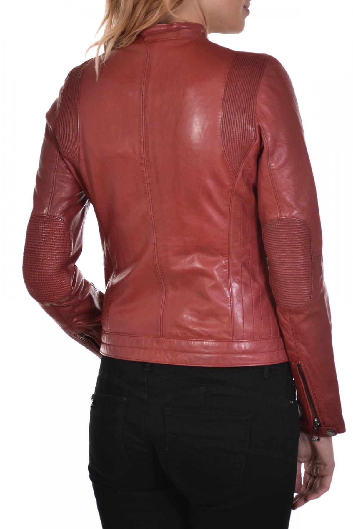 Red lambskin leather jacket - Image n°4