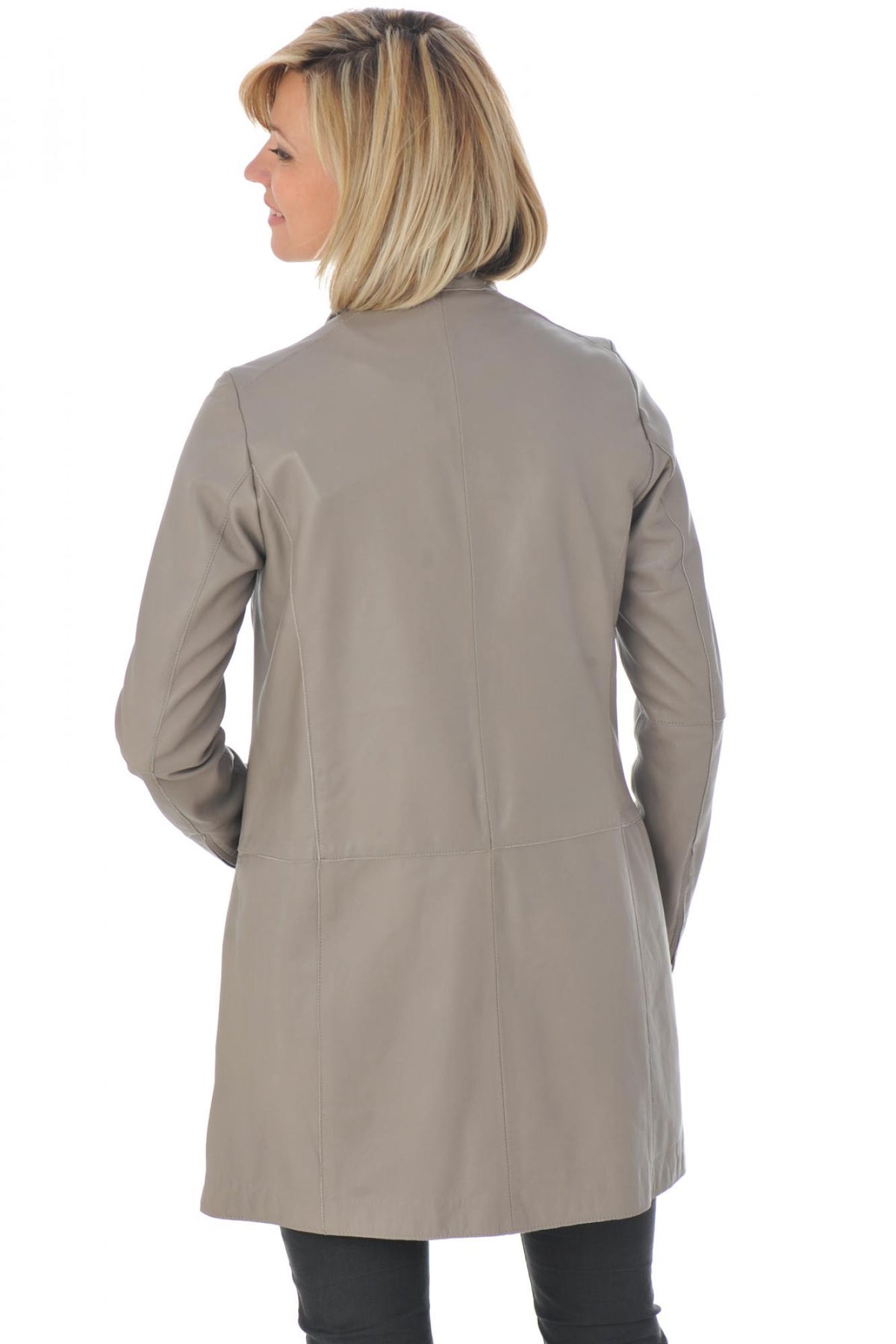 Women's summer coat in Yemen-colored leather - Image n°5