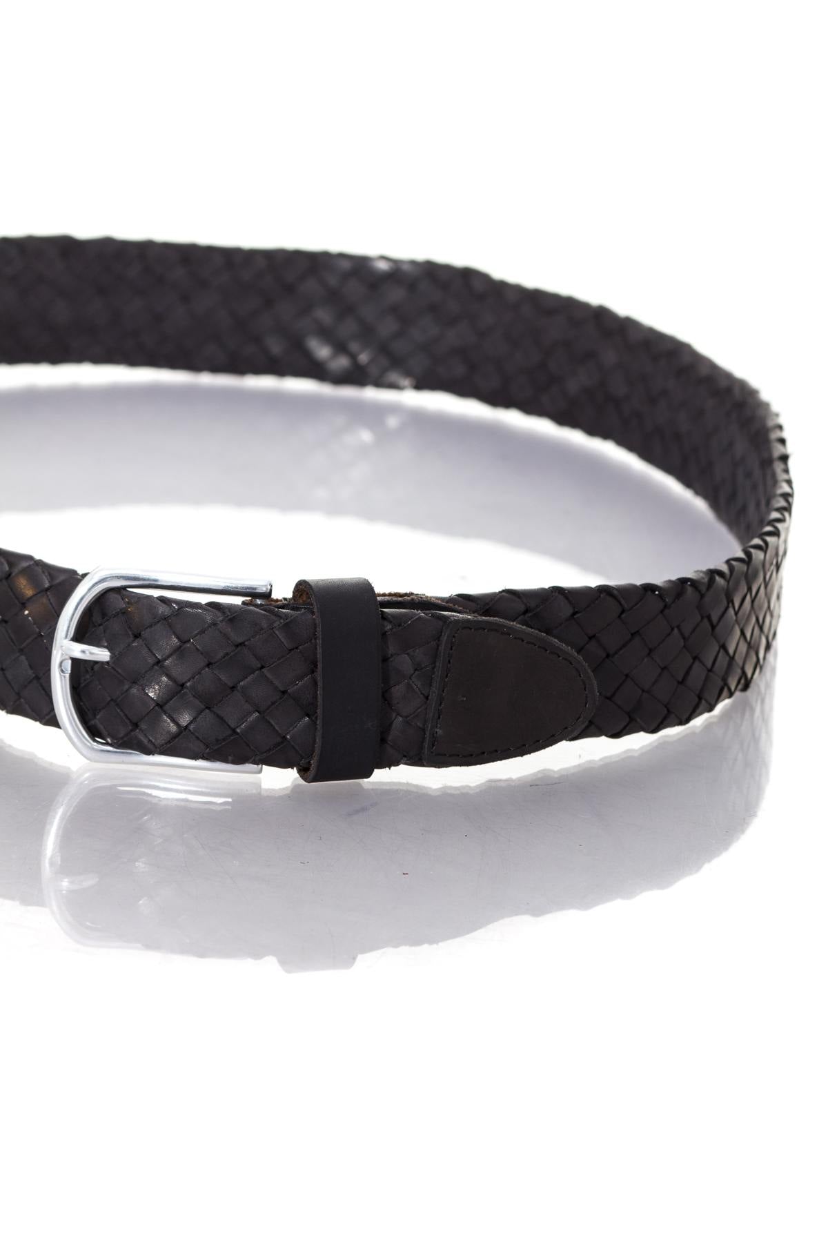 Men's braided black leather belt - Image n°2