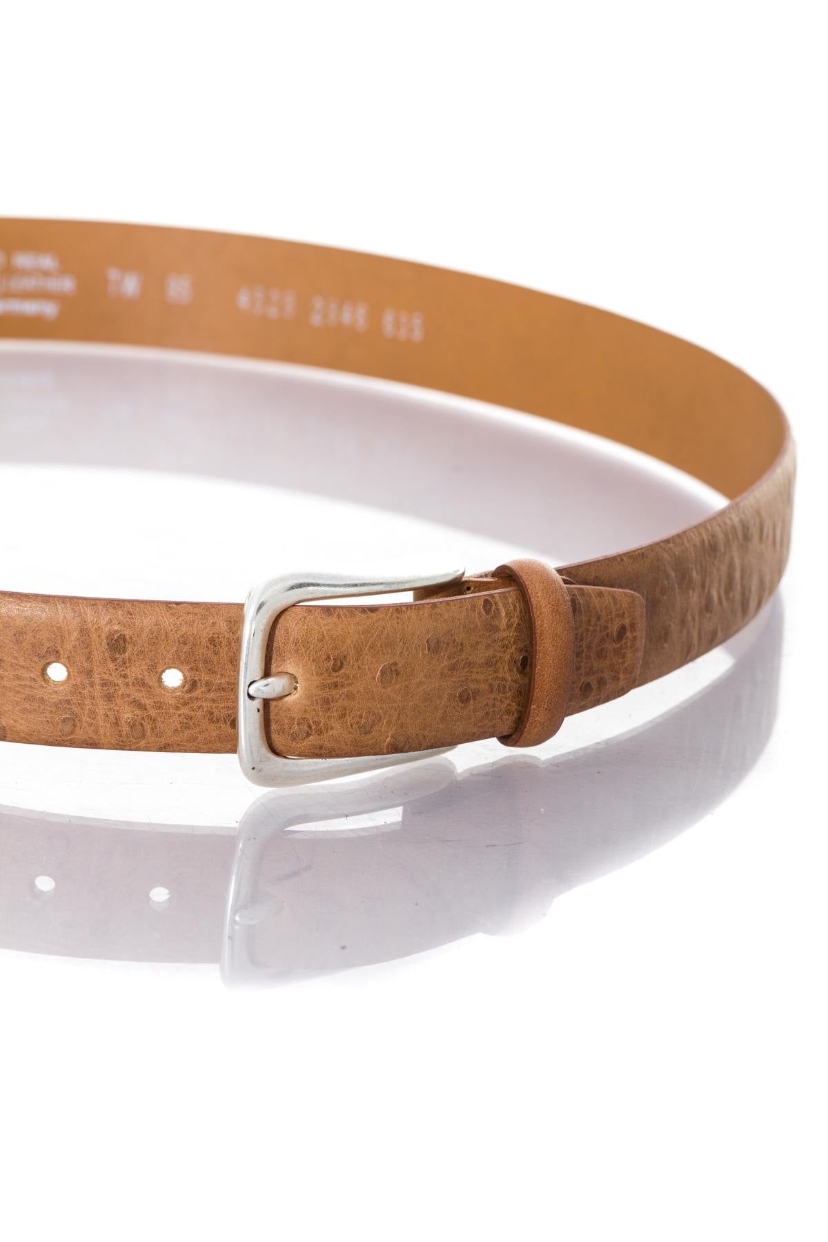 Men's hazelnut colored leather belt - Image n°2