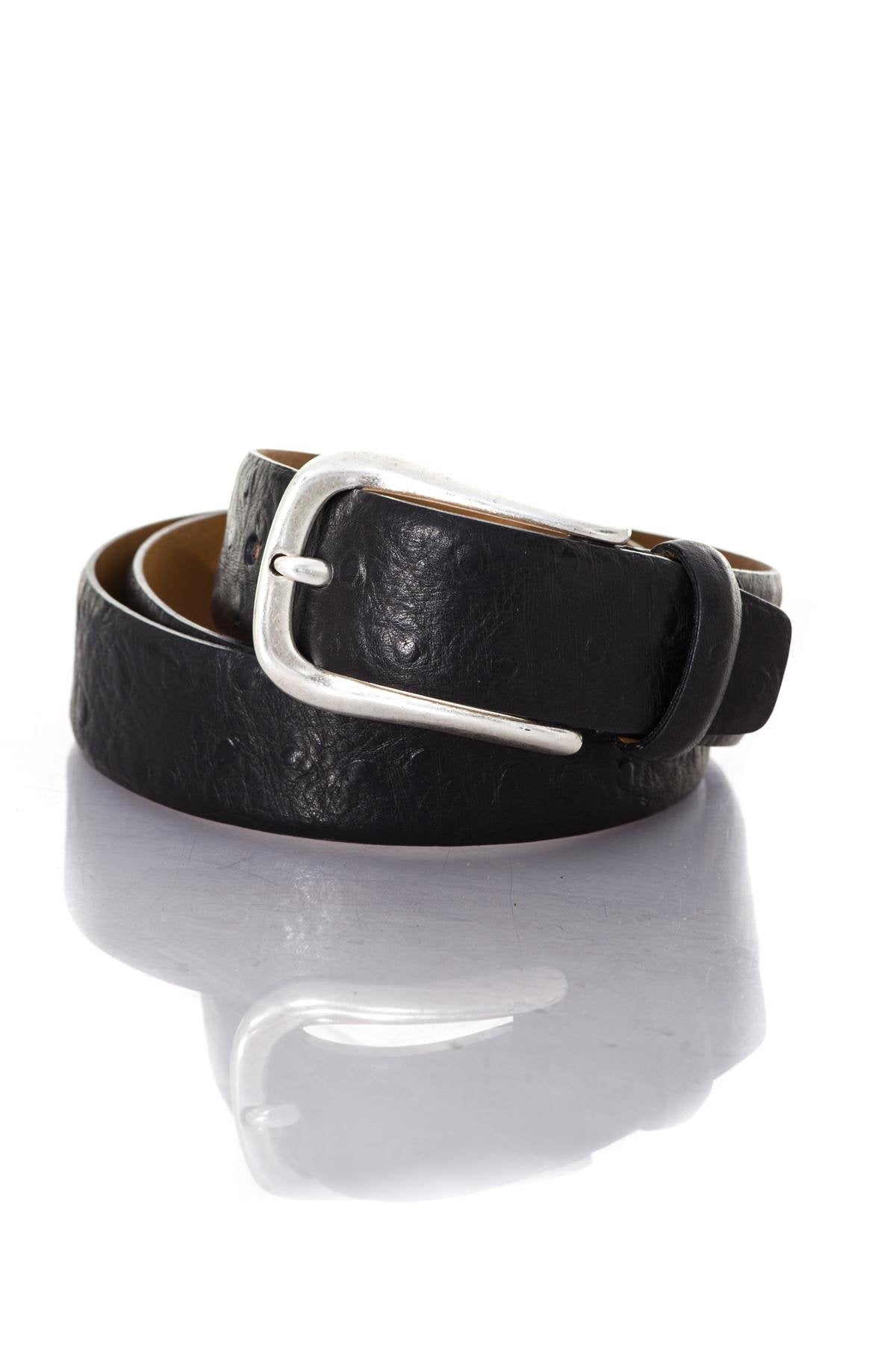 Men's black leather belt - Image n°1