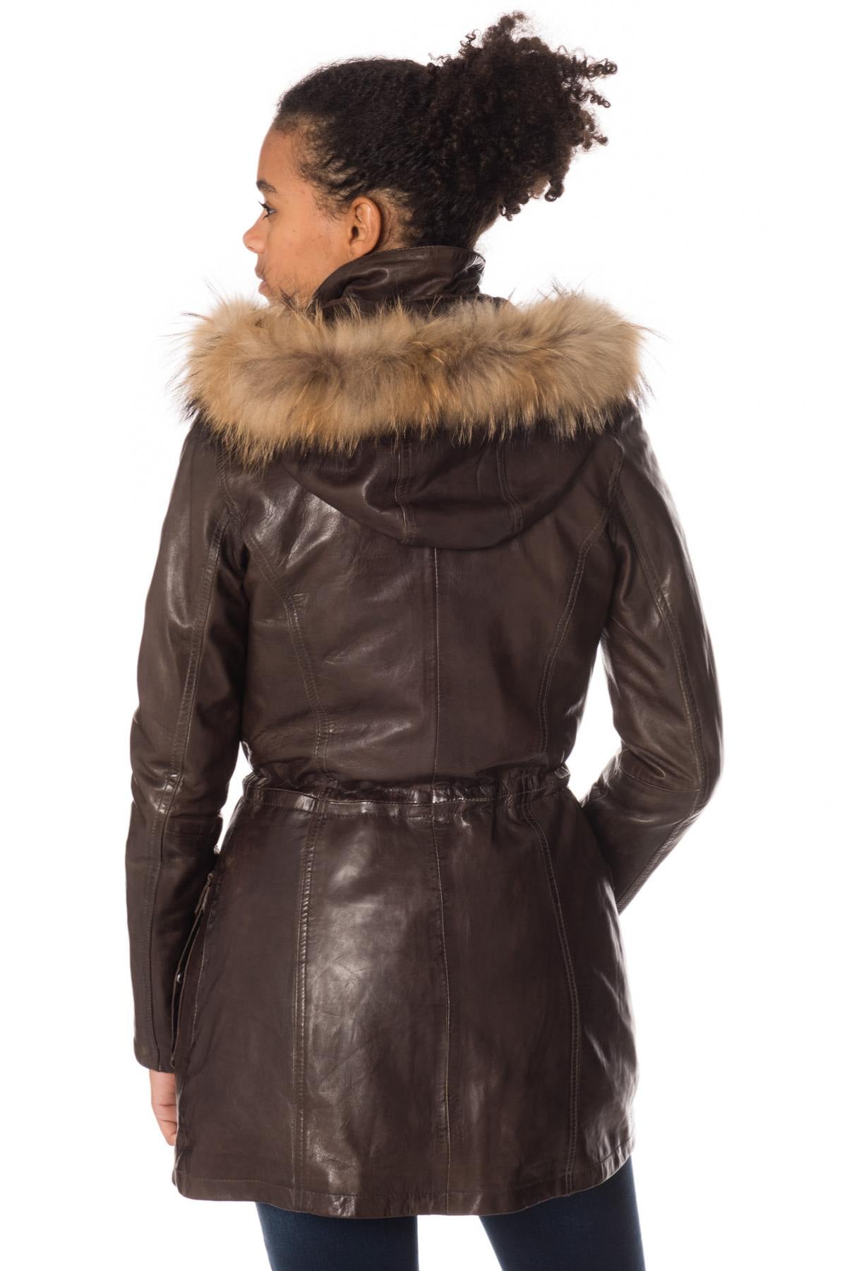 Rose Garden women's leather parka - Image n°5