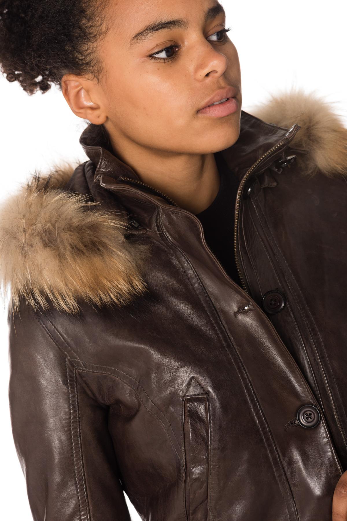 Rose Garden women's leather parka - Image n°7