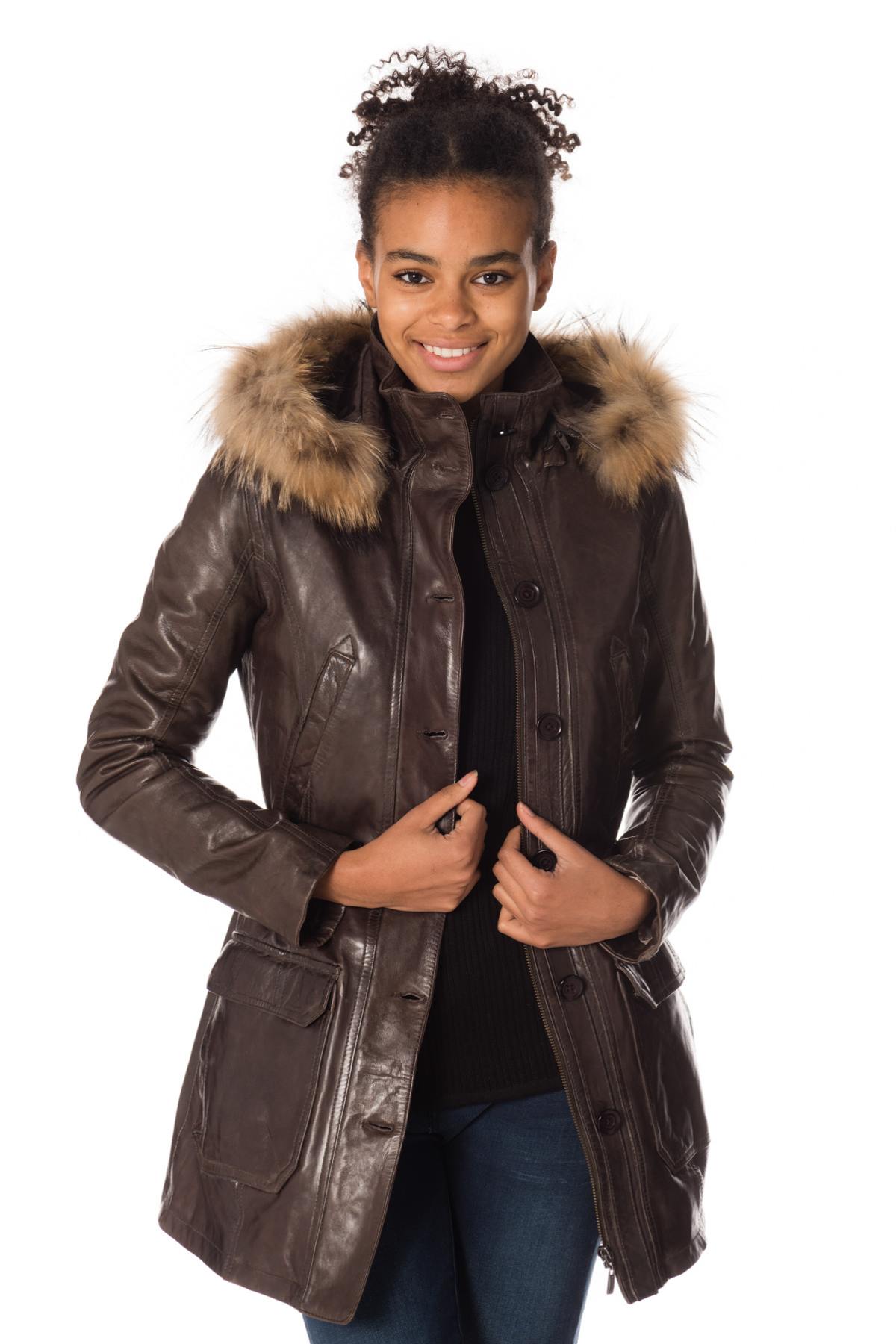 Rose Garden women's leather parka - Image n°3