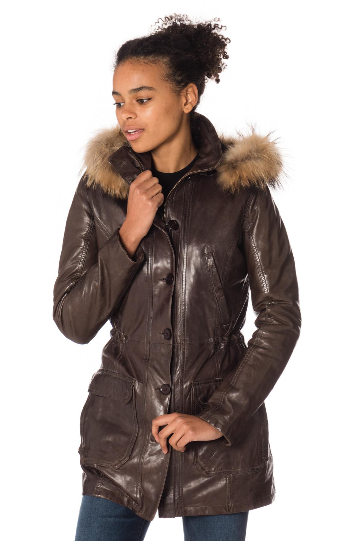 Rose Garden women's leather parka - Image n°1