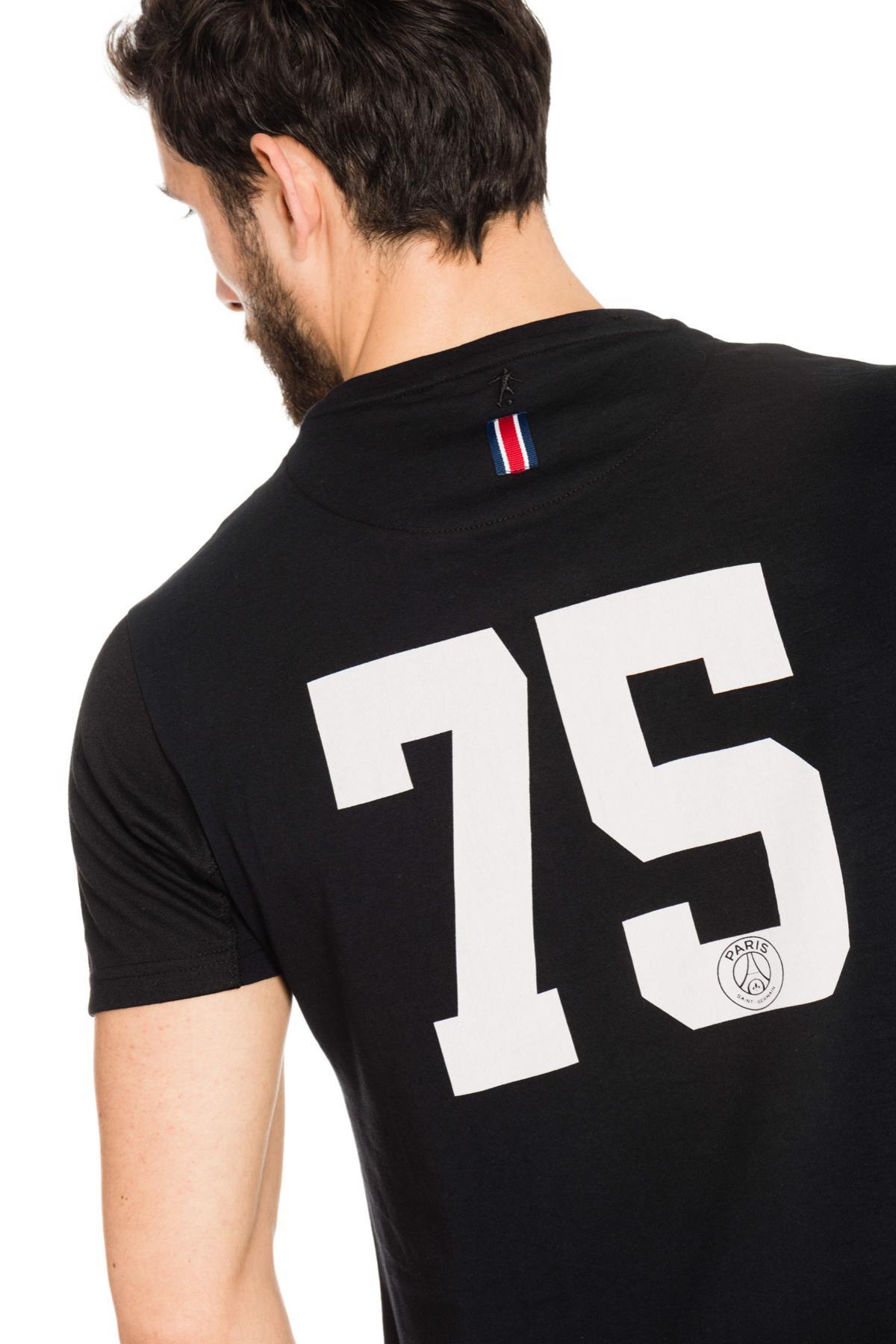 Black PSG t-shirt with white flocking on the back - Image n°3