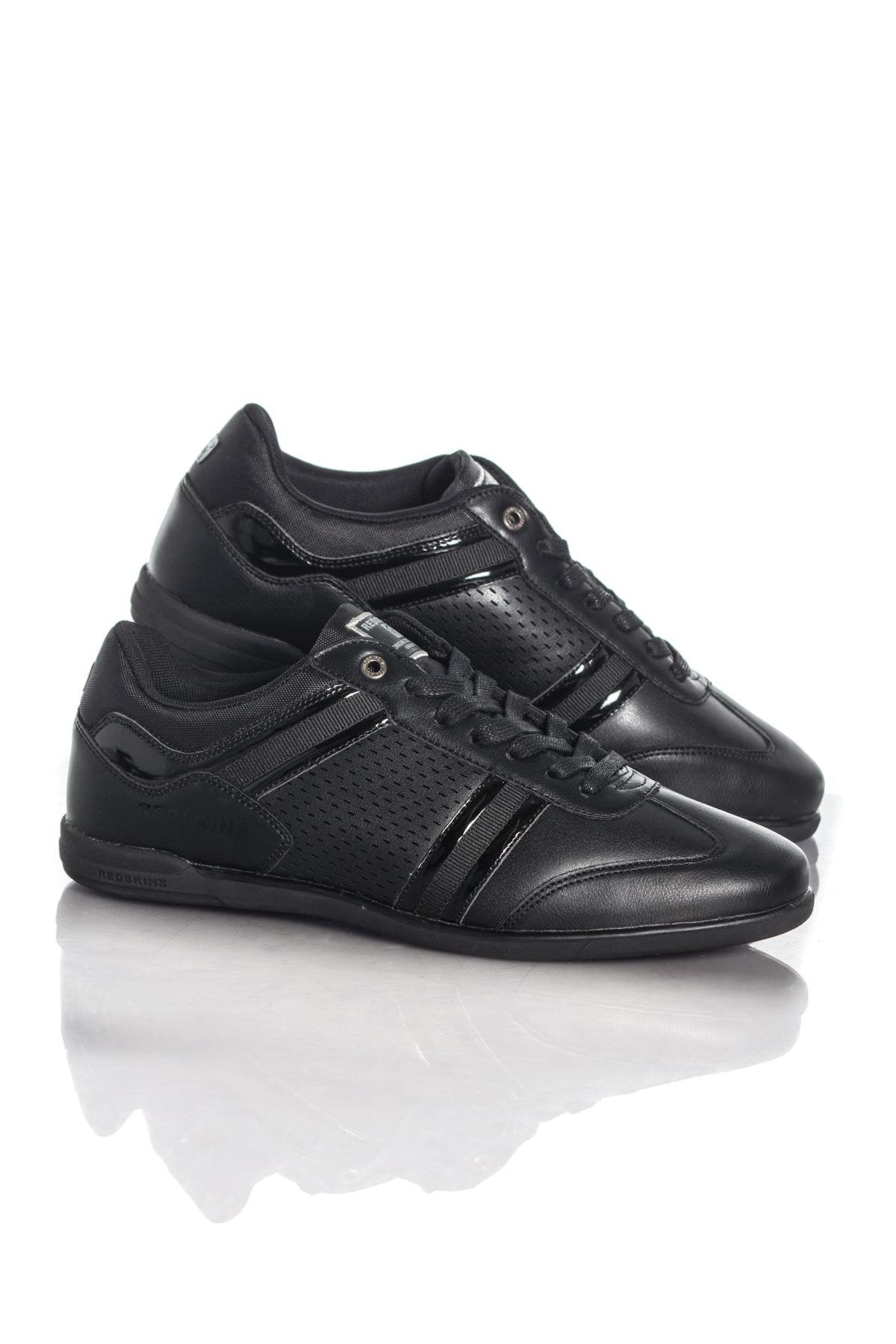 Black faux leather sneakers - Image n°1