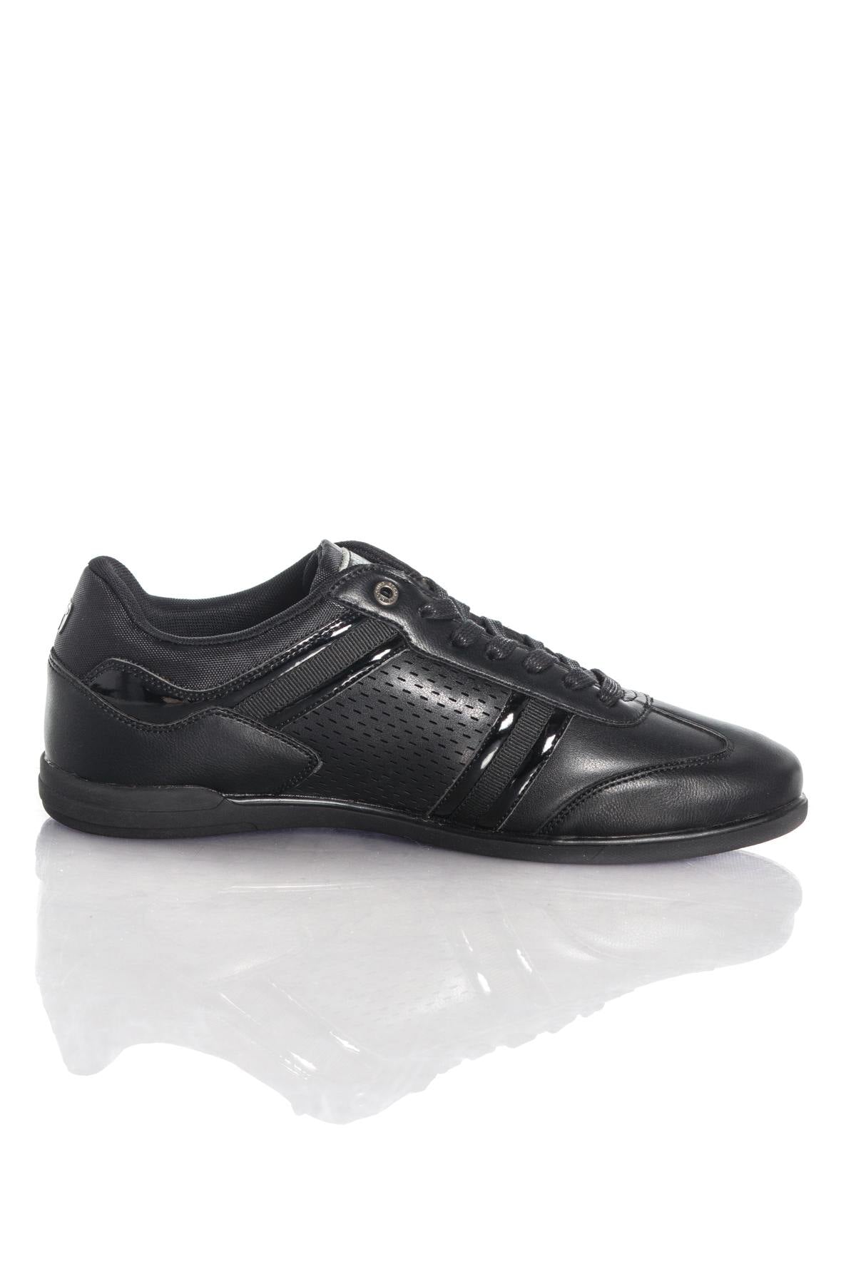 Black faux leather sneakers - Image n°2