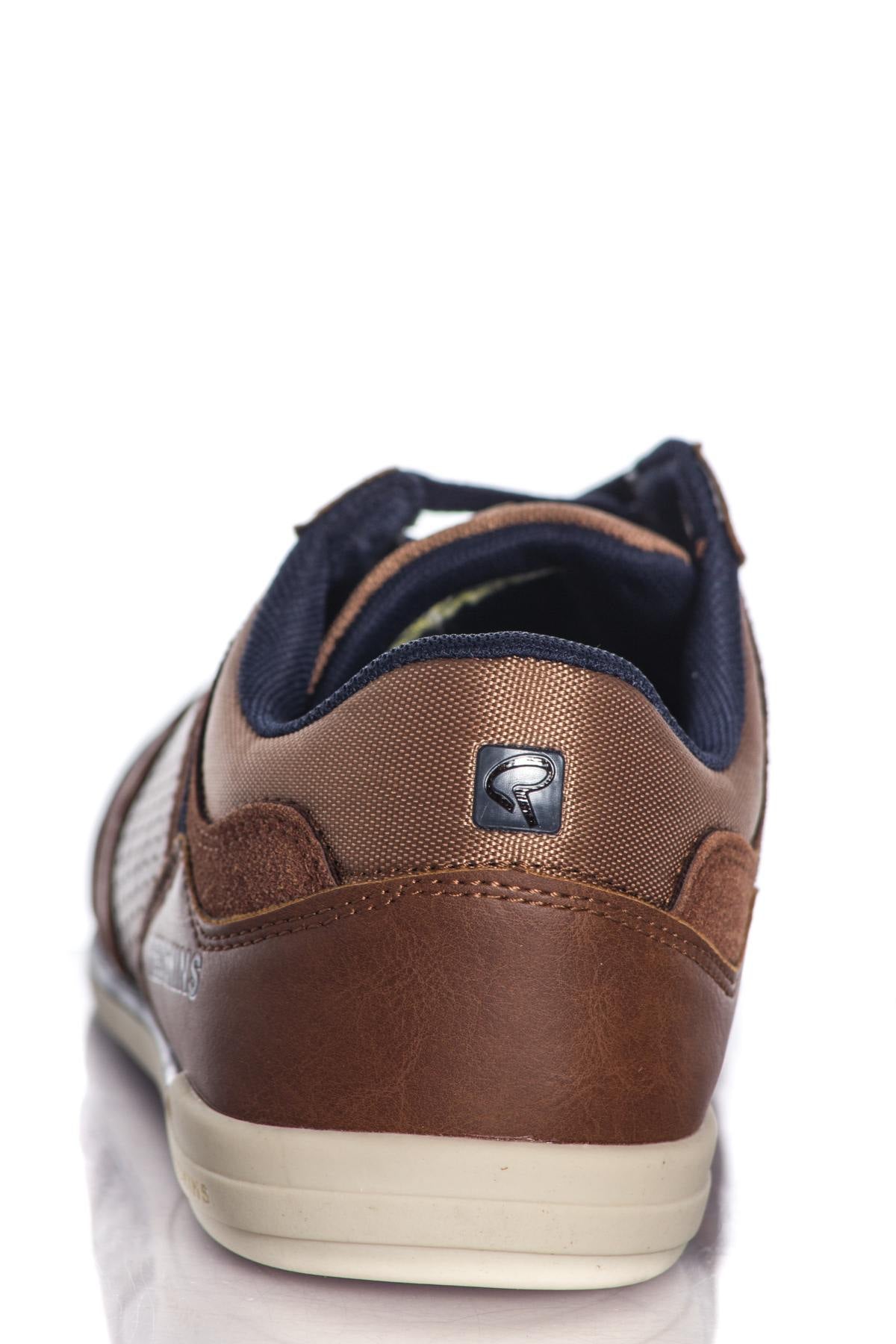 Cognac and navy faux leather sneakers - Image n°6