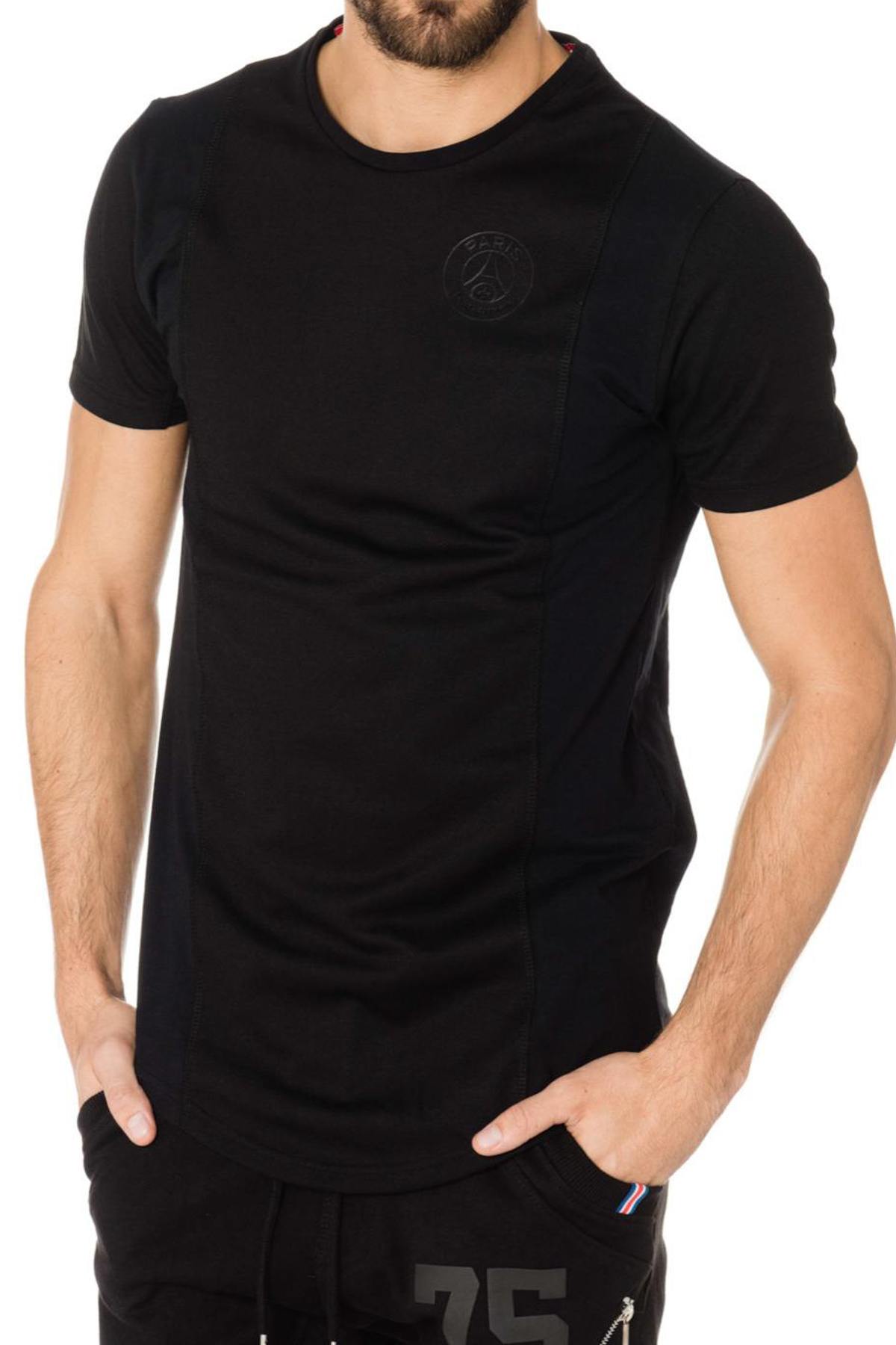 Black PSG t-shirt with white flocking on the back - Image n°1