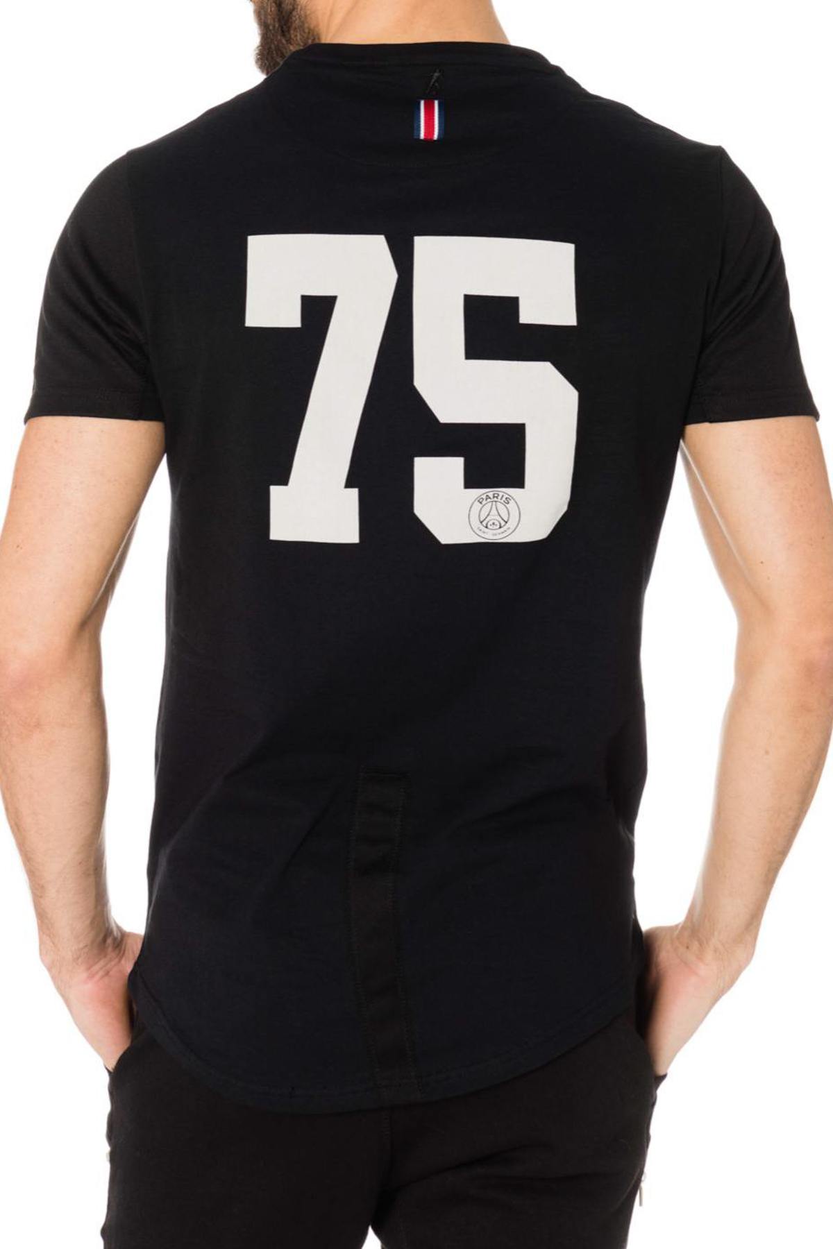 Black PSG t-shirt with white flocking on the back - Image n°2