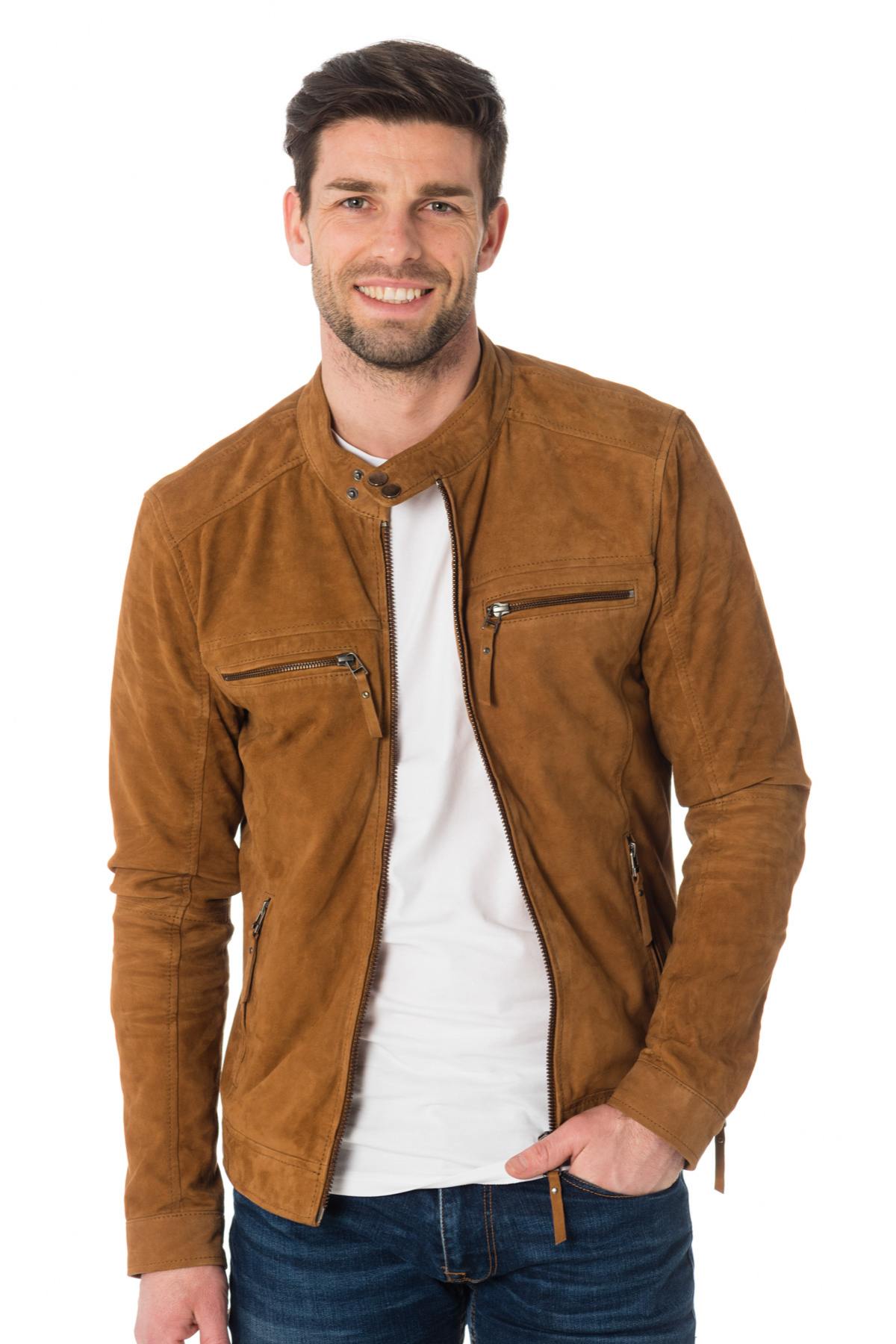 Cityzen men's suede jacket in tobacco color - Image n°7