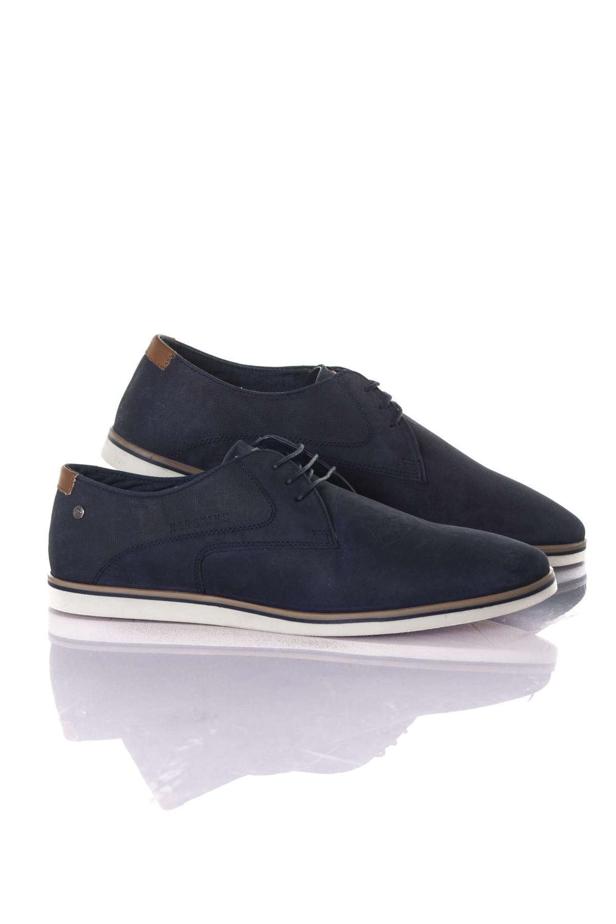 Men's navy leather derbies - Image n°1