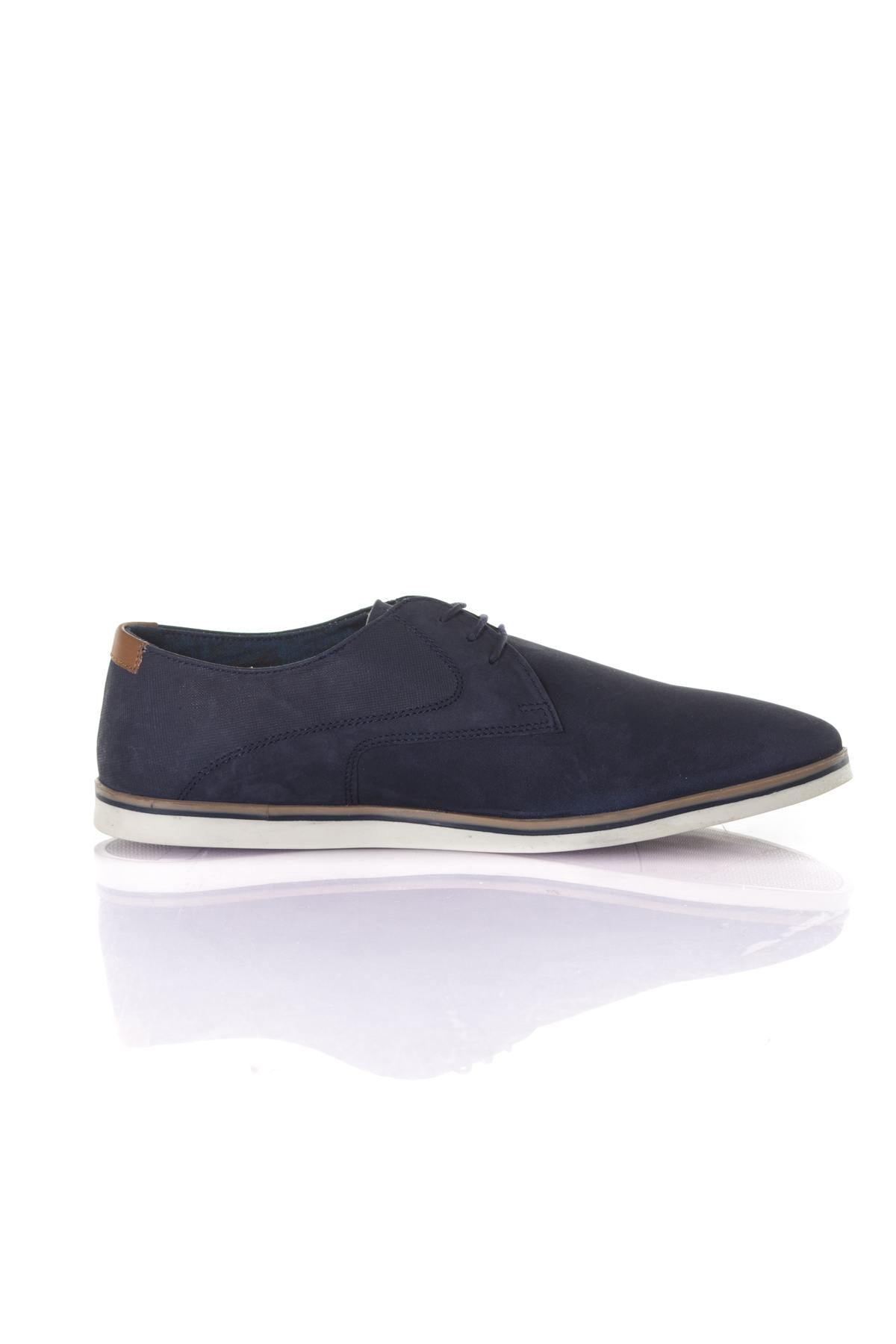 Men's navy leather derbies - Image n°2