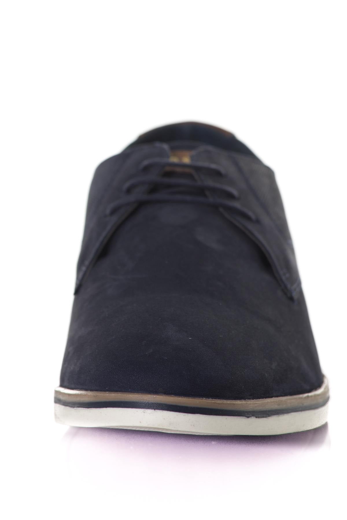 Men's navy leather derbies - Image n°5