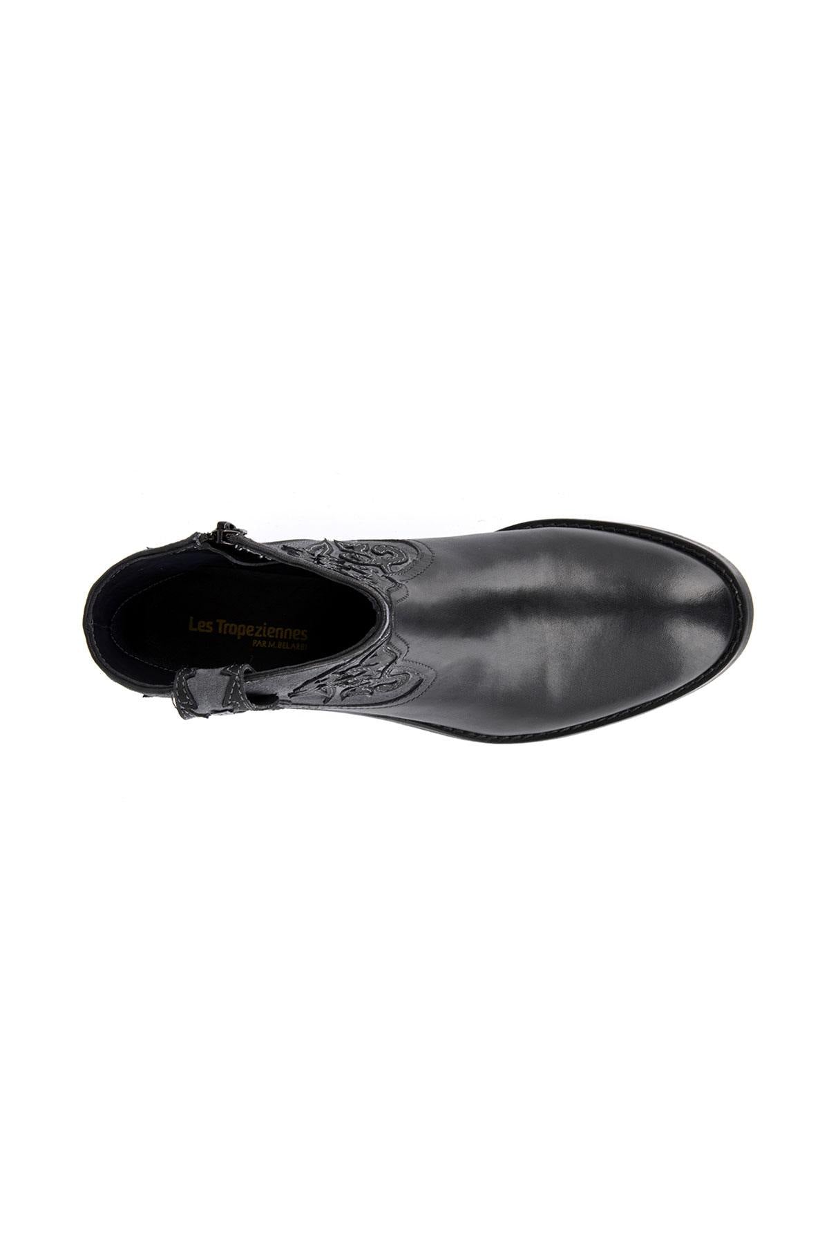 Black leather and textile shoe - Image n°3