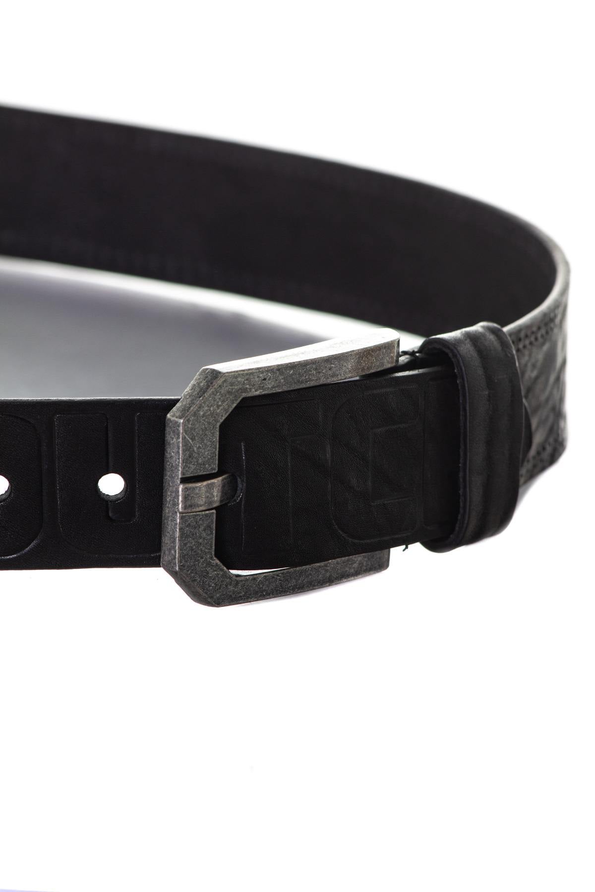 Black thick leather belt - Image n°3