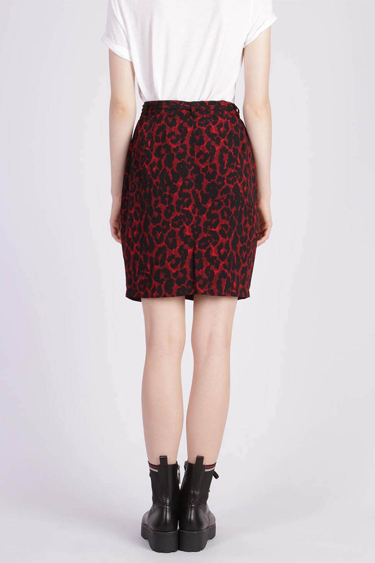 Red animal print pencil skirt - Image n°3