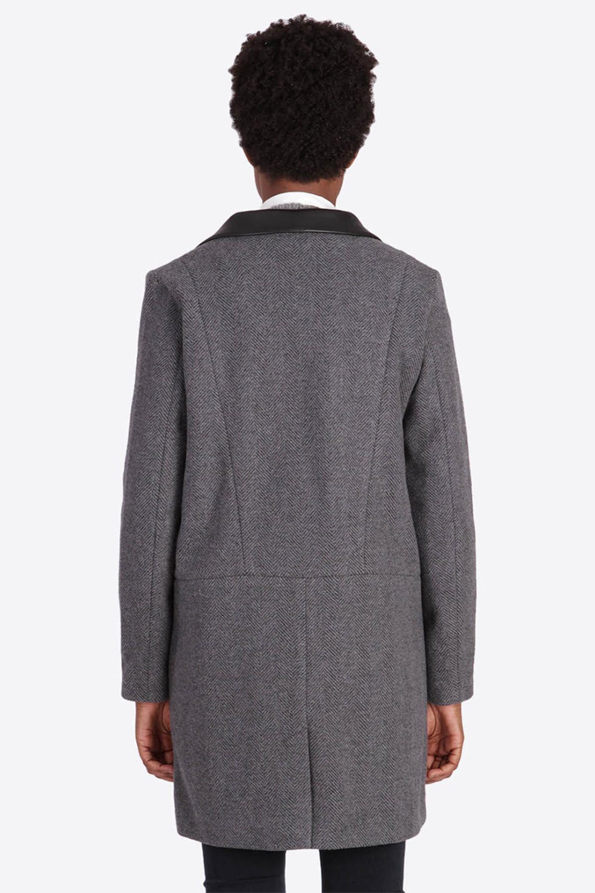 Women's long gray coat - Image n°4