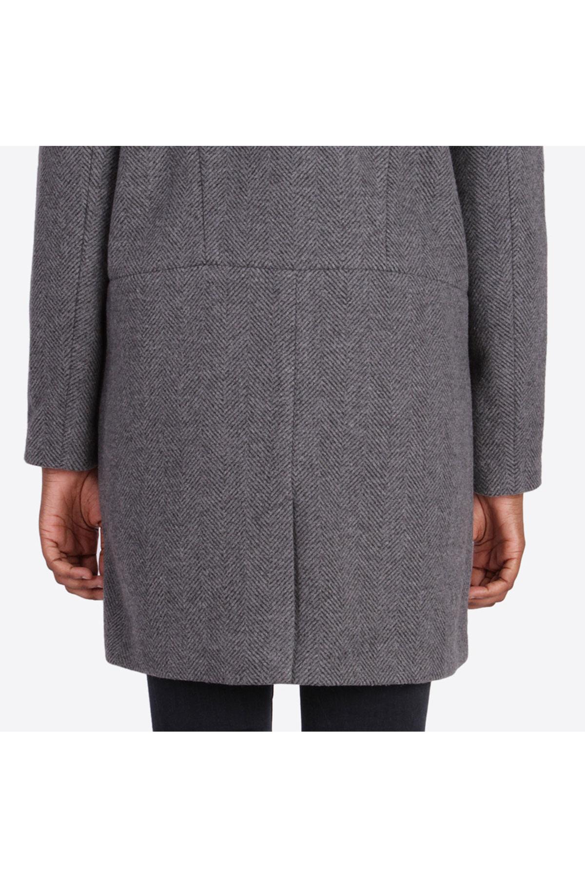 Women's long gray coat - Image n°8