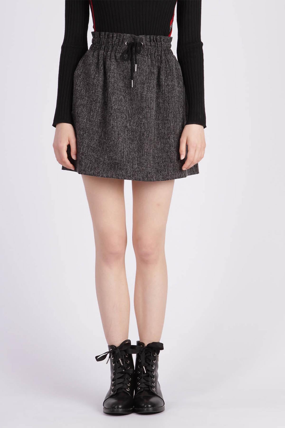 Gray straight cut skirt - Image n°1