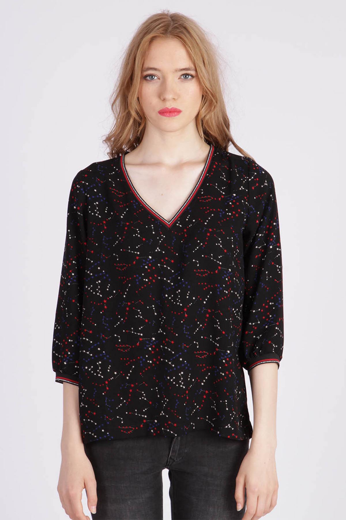 Black star print blouse - Image n°1