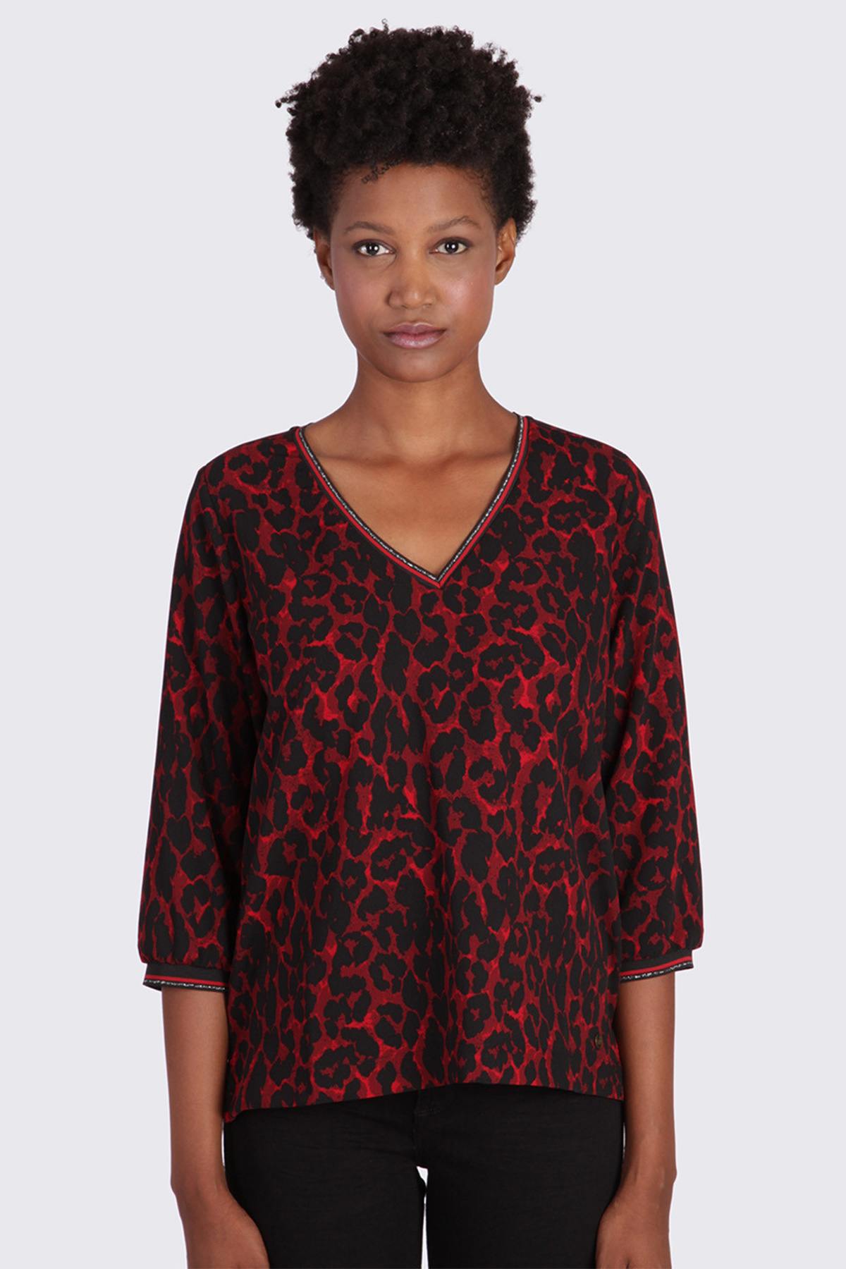 Red printed blouse - Image n°1