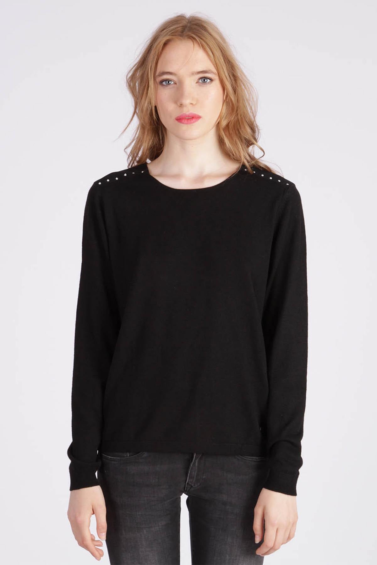 Black round neck sweater - Image n°1