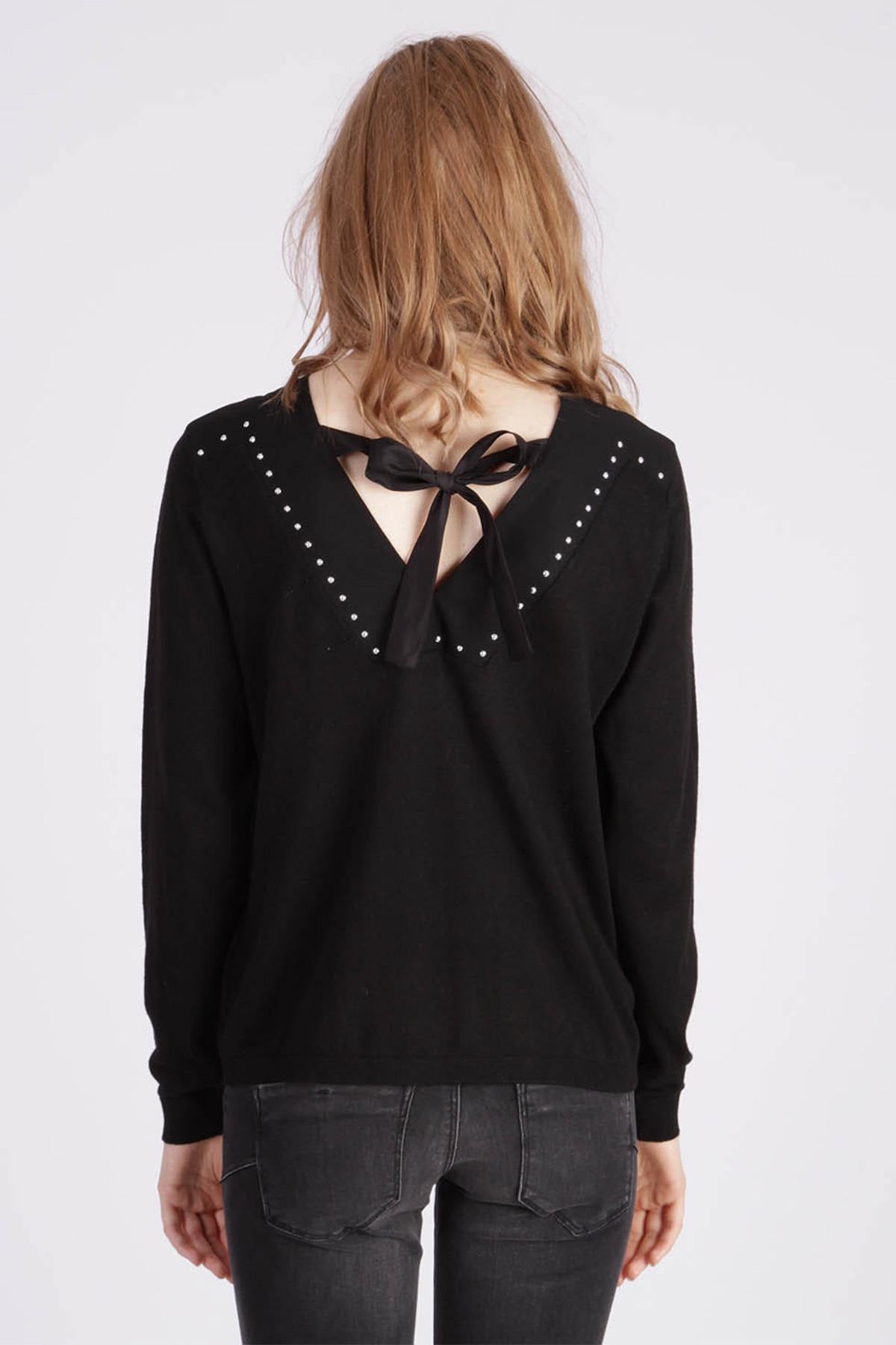 Black round neck sweater - Image n°2