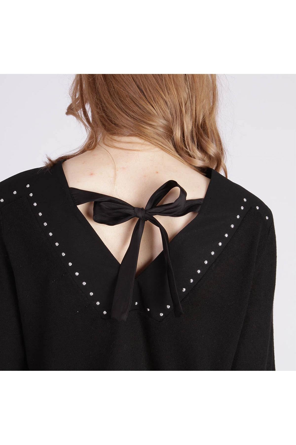 Black round neck sweater - Image n°3