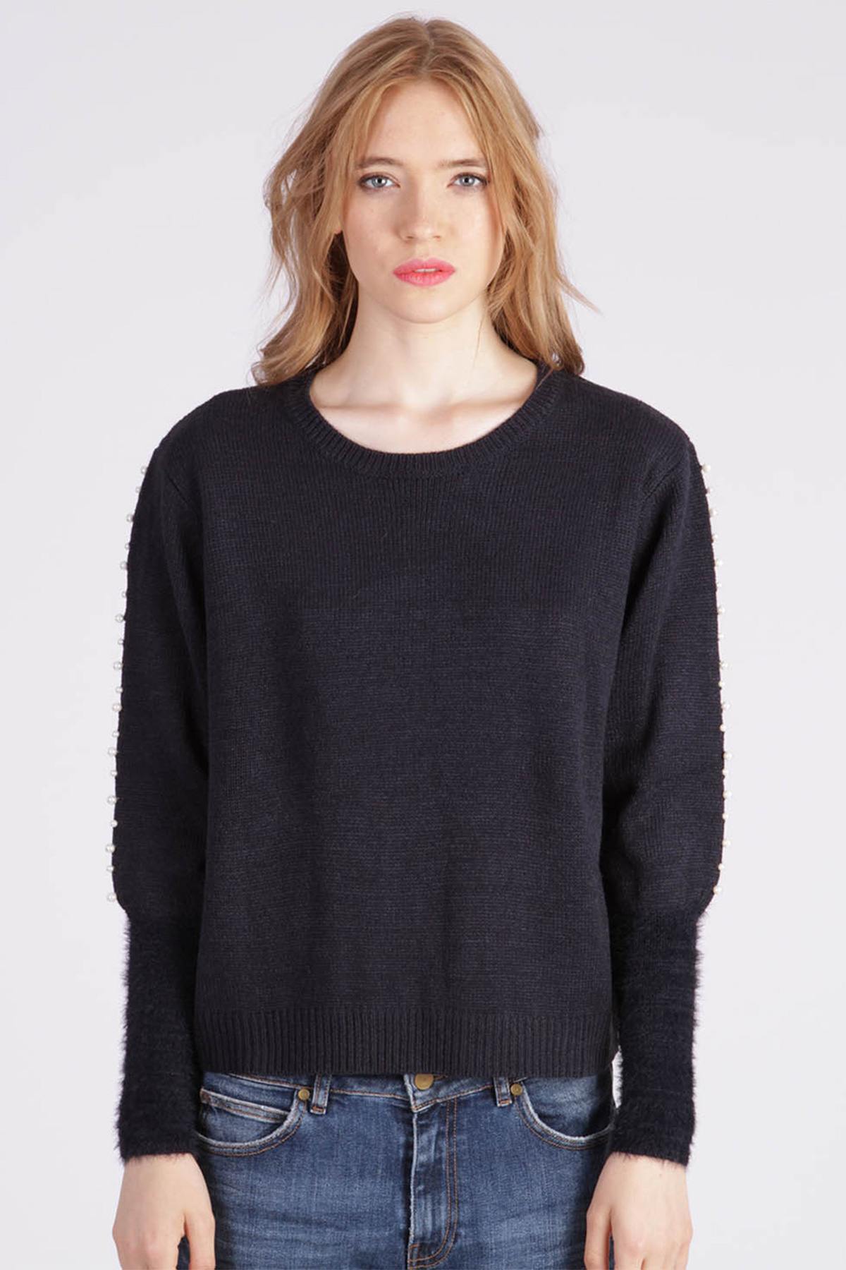 Women's navy blue sweater - Image n°1