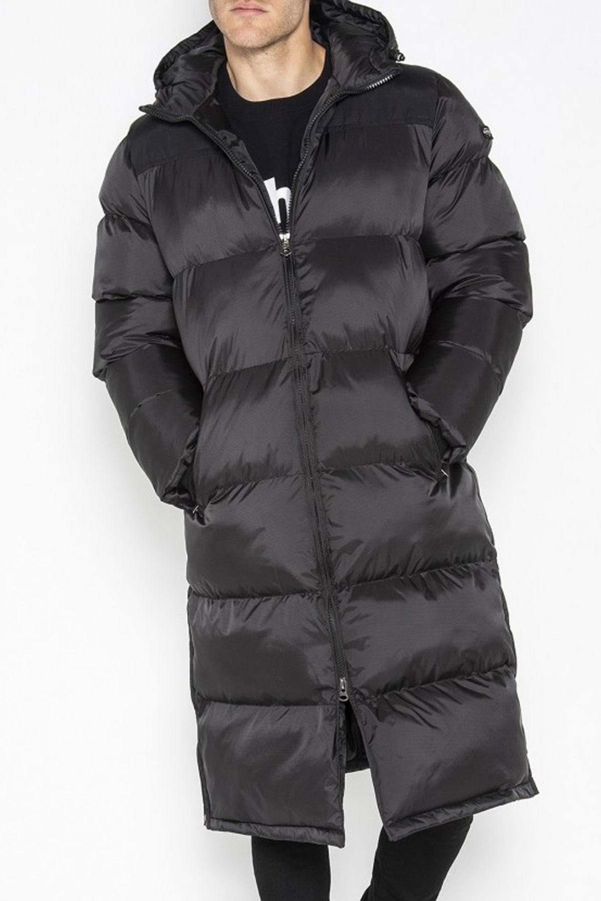 Men's long black down jacket - Image n°1