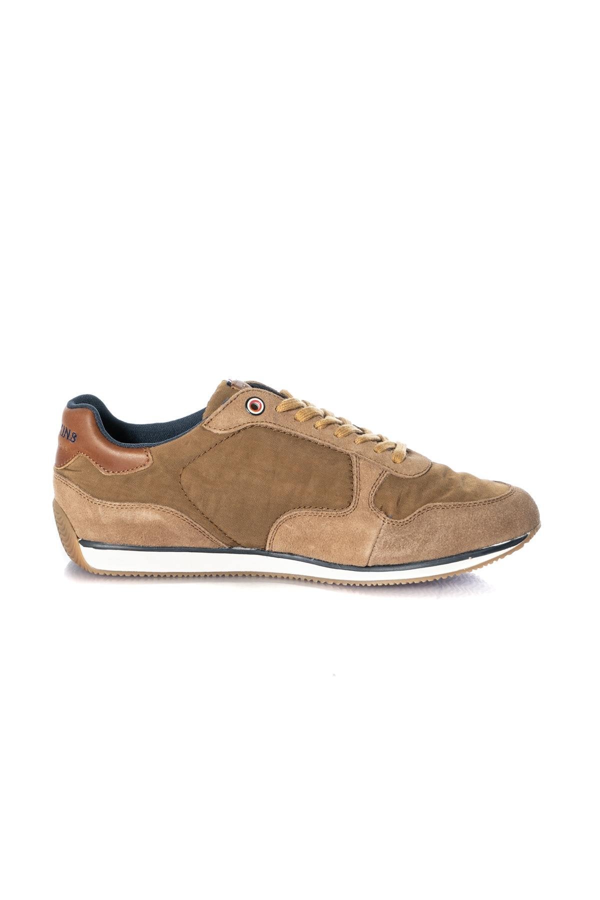 Cognac bi-material velvet effect sneakers - Image n°2