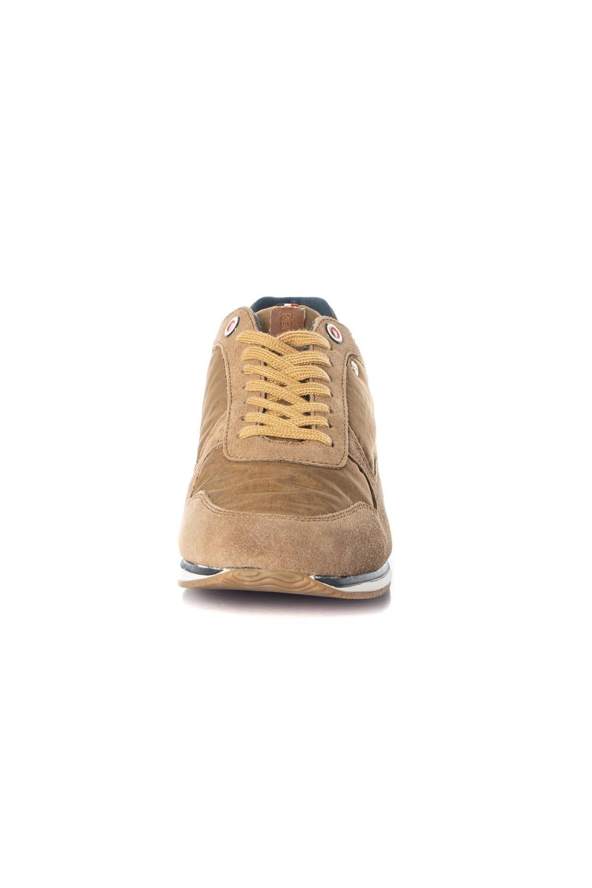 Cognac bi-material velvet effect sneakers - Image n°5