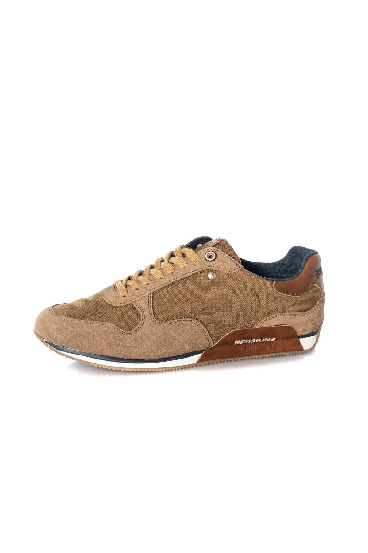 Cognac bi-material velvet effect sneakers - Image n°7