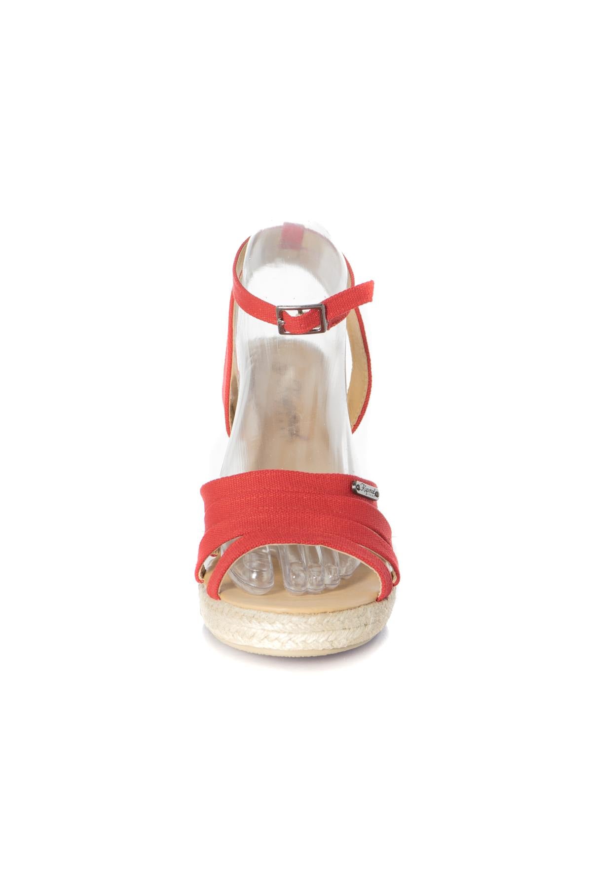 Women's red wedge shoe - Image n°4