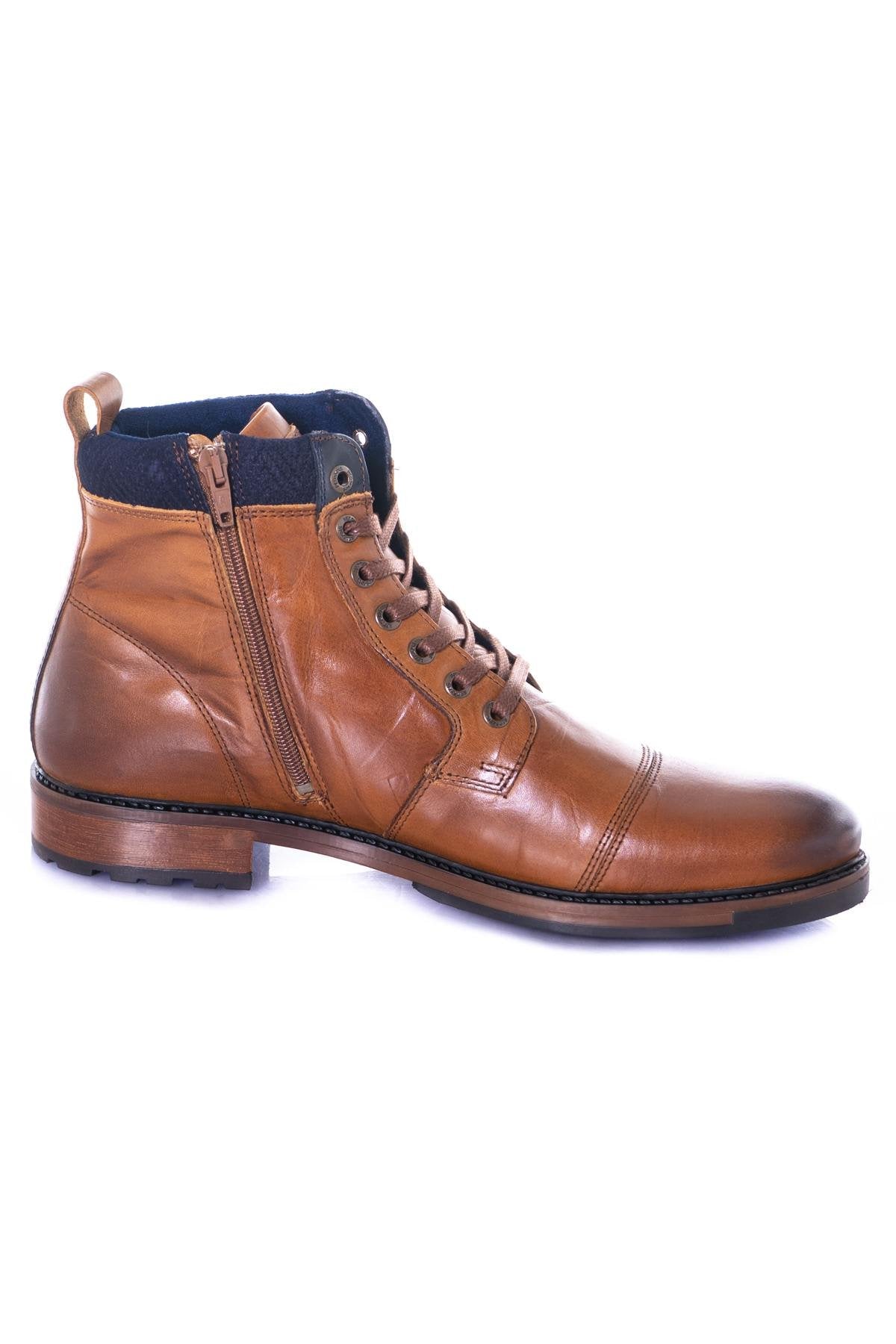 Men's navy cognac boots - Image n°2