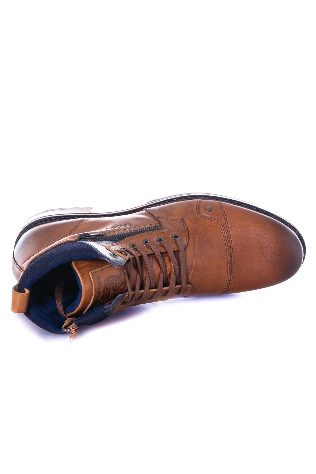 Men's navy cognac boots - Image n°3