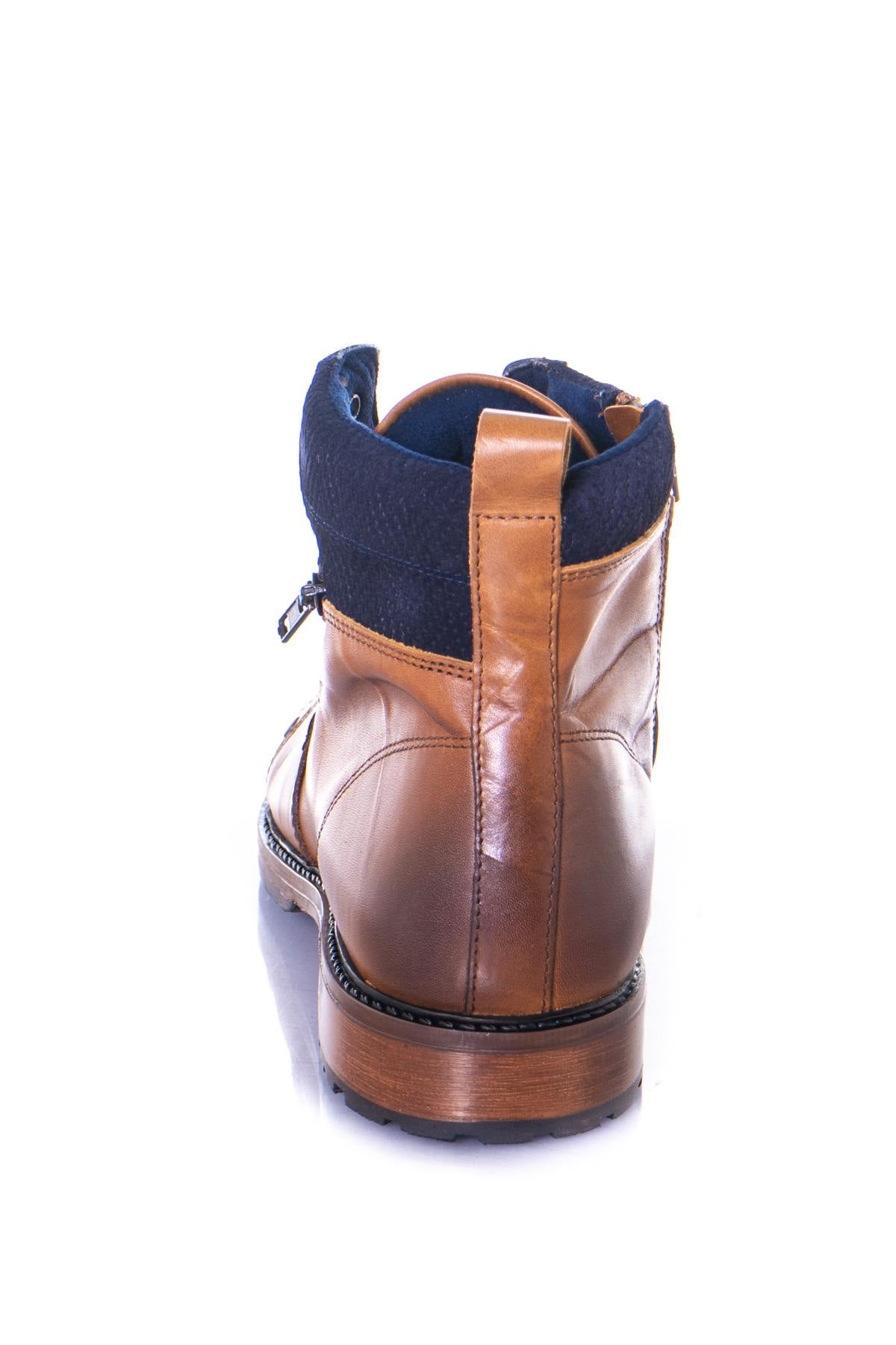 Men's navy cognac boots - Image n°6