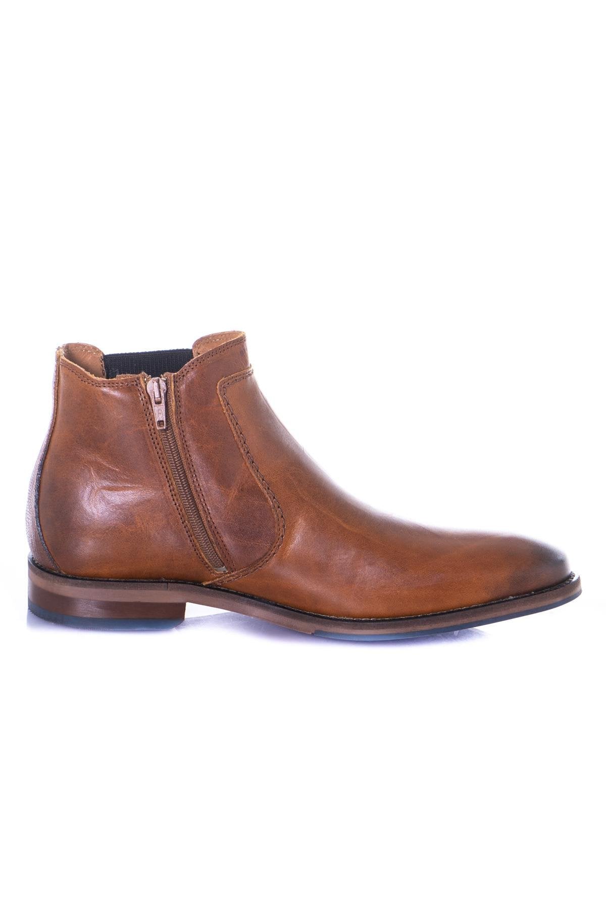 Men's cognac leather shoes - Image n°2