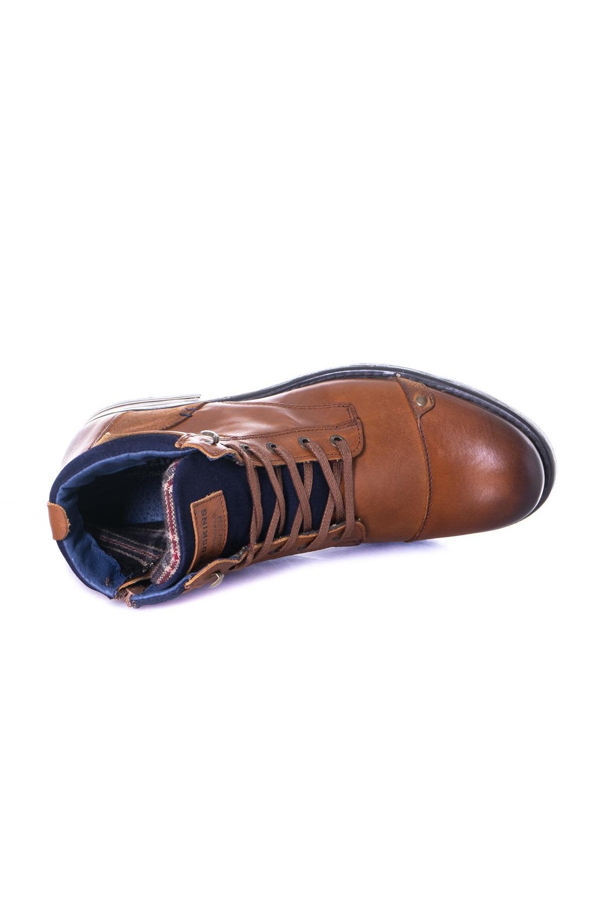 Men's navy cognac boots - Image n°10