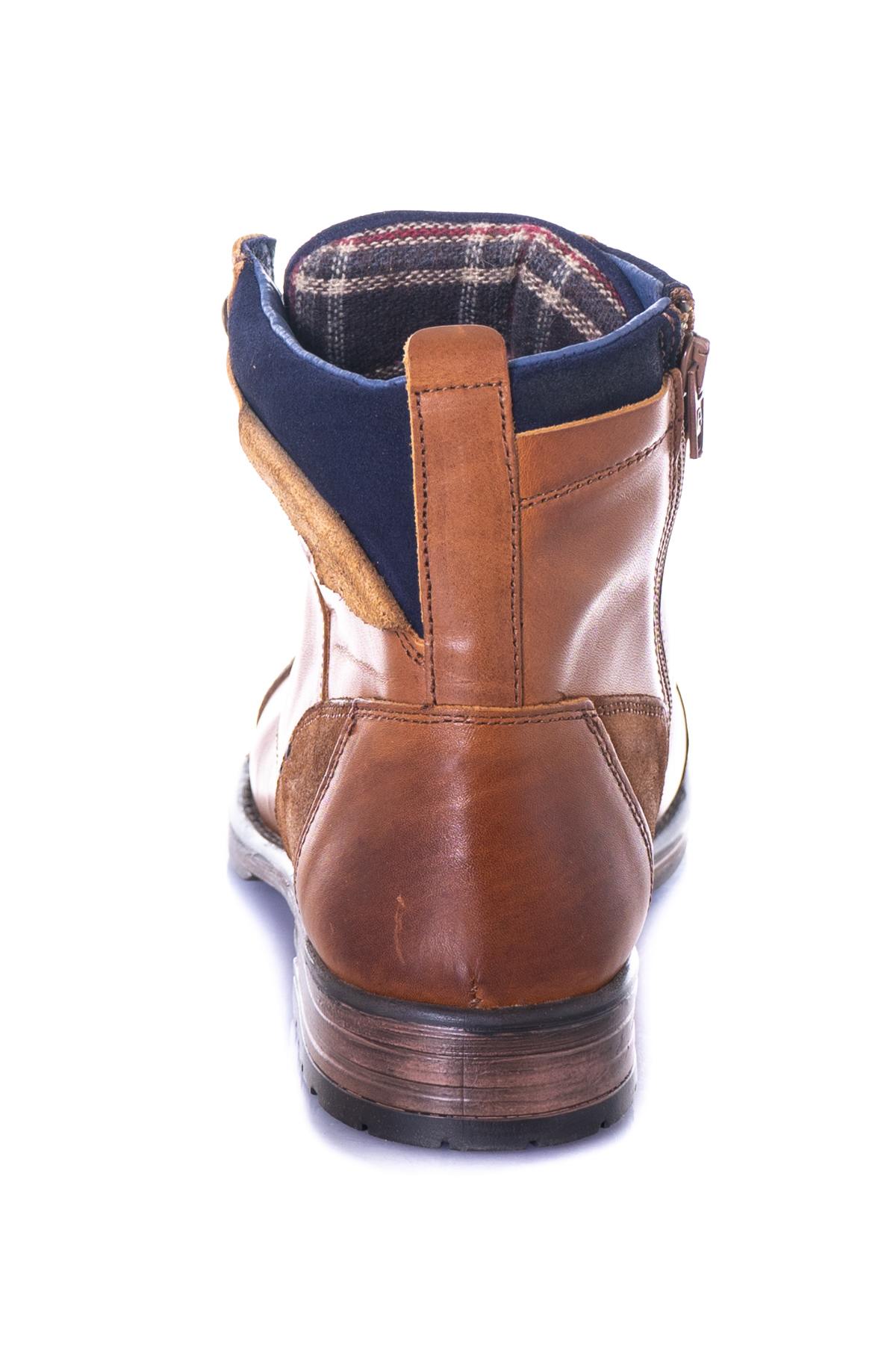 Men's navy cognac boots - Image n°13