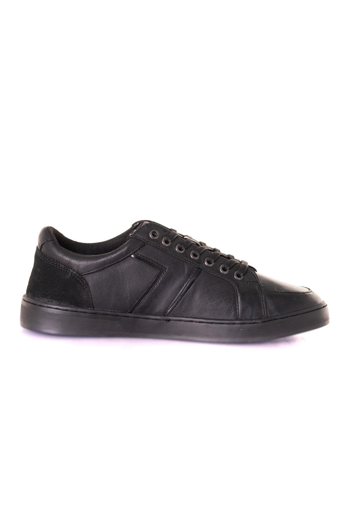 Plain black leather sneakers - Image n°2