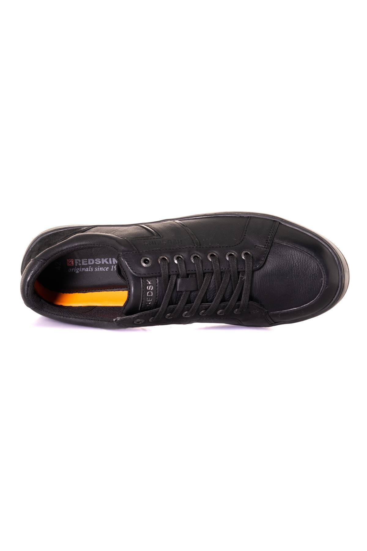 Plain black leather sneakers - Image n°4